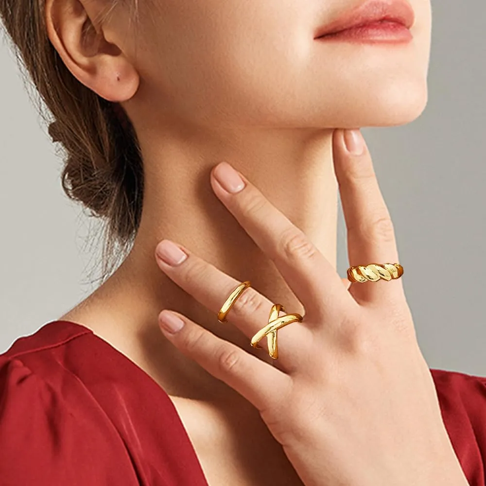 XFSRG 12 Pezzi Anelli Donna Geometria Semplice Lusso Leggero Anello Personalità Regolabile Accessori alla Moda - immagine 5