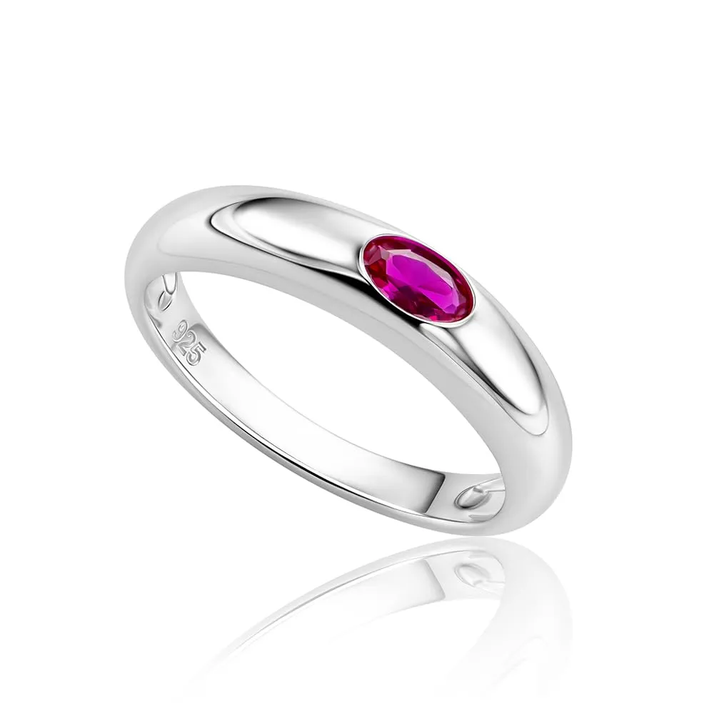 OROVI Anello Donna Argento 925, Anello Solitario di Fidanzamento con Rubino, Fede Elegante in Argento Sterling, Gioielli Donna Anallergici, Confezionato in Scatola Portagioie Regalo - immagine 3