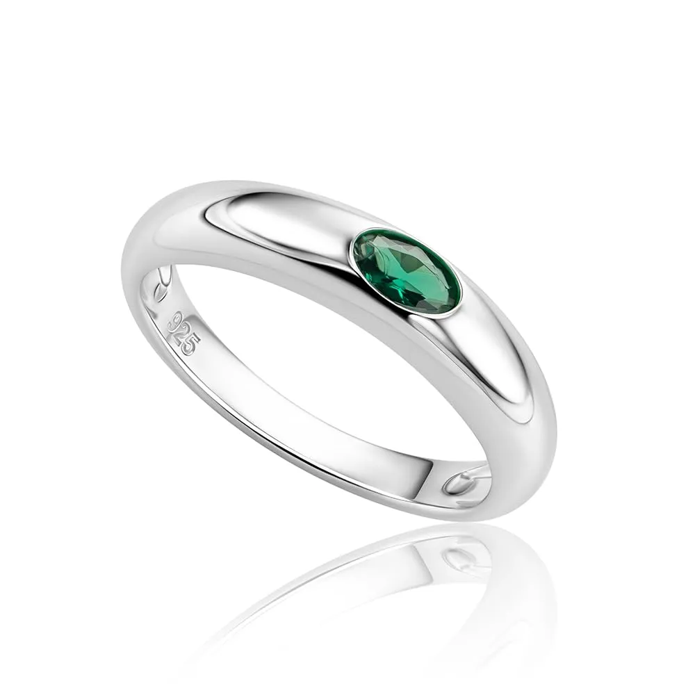 OROVI Anello Donna Argento 925, Anello Solitario di Fidanzamento con Smeraldo, Fede Elegante in Argento Sterling, Gioielli Donna Anallergici, Confezionato in Scatola Portagioie Regalo - immagine 3