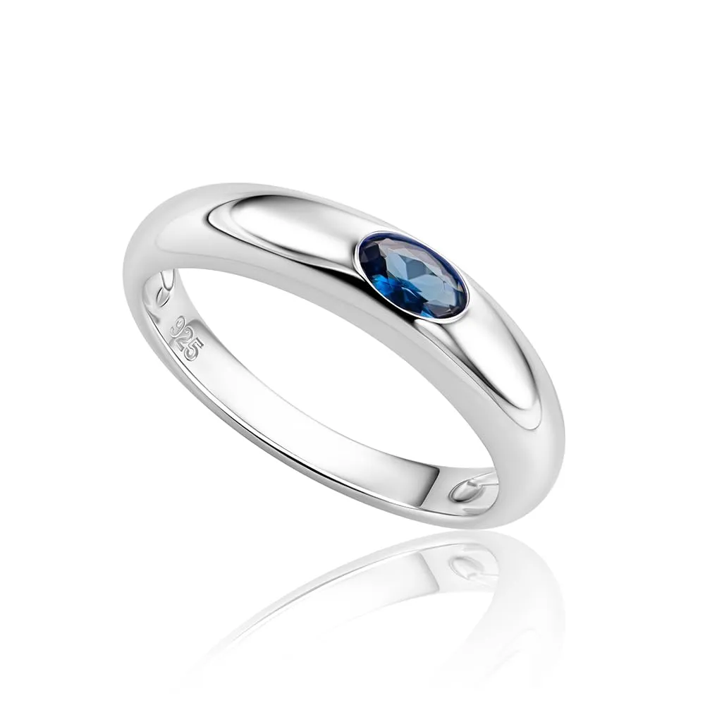 OROVI Anello Donna Argento 925, Anello Solitario di Fidanzamento con Zaffiro, Fede Elegante in Argento Sterling, Gioielli Donna Anallergici, Confezionato in Scatola Portagioie Regalo - immagine 3