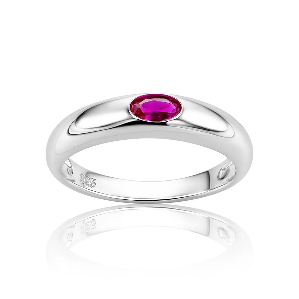 OROVI Anello Donna Argento 925, Anello Solitario di Fidanzamento con Rubino, Fede Elegante in Argento Sterling, Gioielli Donna Anallergici, Confezionato in Scatola Portagioie Regalo - immagine 1