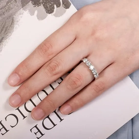 Anello da Donna-Anello con Diamante Moissanite-con Certificato GRA,925 Argento Sterling, Placcato in oro Bianco 18 Carati, Purezza D+ VVS1, Finitura al Plasma. Adatto per:Viaggi,Matrimoni,Compleanni - immagine 3