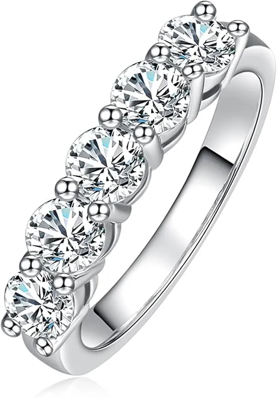 Anello da Donna-Anello con Diamante Moissanite-con Certificato GRA,925 Argento Sterling, Placcato in oro Bianco 18 Carati, Purezza D+ VVS1, Finitura al Plasma. Adatto per:Viaggi,Matrimoni,Compleanni - immagine 1