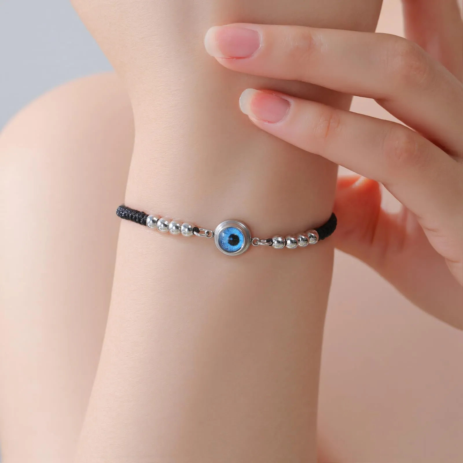VASSAGO Delicato Braccialetto Malocchio Per Le Donne In Acciaio Inox Regolabile Occhio Turco Braccialetti Portafortuna Amuleto Gioielli Regalo (Stringa S1) - immagine 5