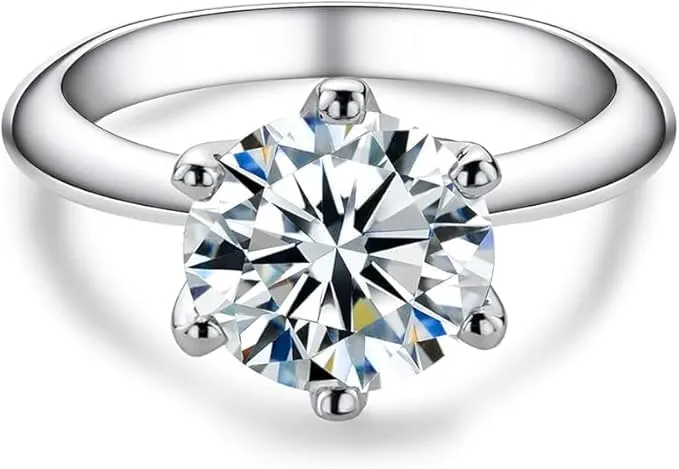 aomoso Anello da Donna con Solitario in 1 Carato Moissanite, con GRA Certificato, Argento 925, Moissanite di Alta Qualità, Colore D, Grado VVS1, Adatto per: Data/Tutti i Giorni/Matrimonio - immagine 1
