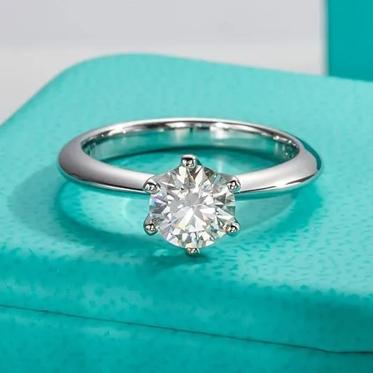 aomoso Anello da Donna con Solitario in 1 Carato Moissanite, con GRA Certificato, Argento 925, Moissanite di Alta Qualità, Colore D, Grado VVS1, Adatto per: Data/Tutti i Giorni/Matrimonio - immagine 7
