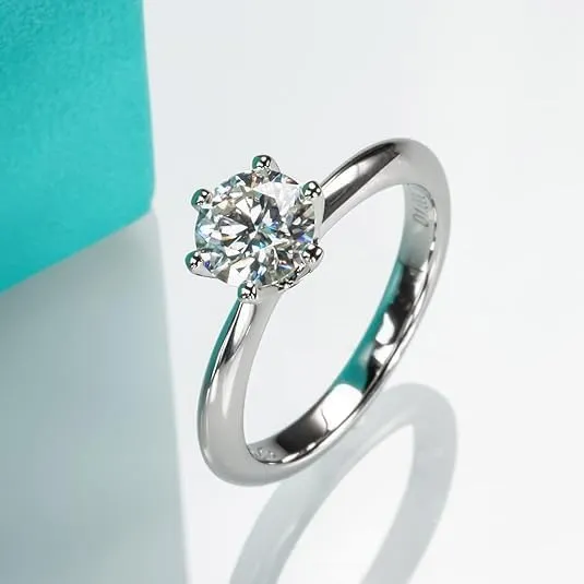 aomoso Anello da Donna con Solitario in 1 Carato Moissanite, con GRA Certificato, Argento 925, Moissanite di Alta Qualità, Colore D, Grado VVS1, Adatto per: Data/Tutti i Giorni/Matrimonio - immagine 5