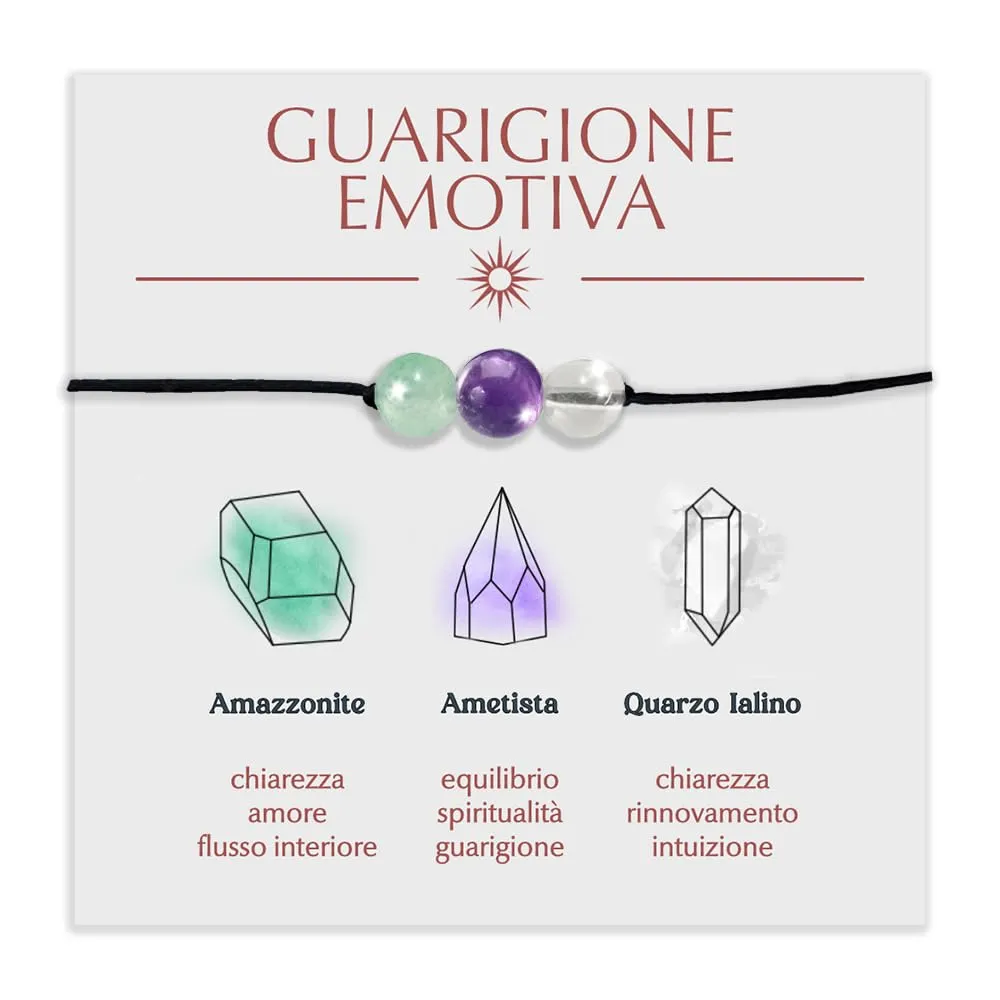 Bracciale Motivazionale con Pietre Naturali e curative per lui uomo per lei donna Corda Regolabile Fatto a Mano Regalo Ispirazione Protezione - Cofanetto con DEDICA INCLUSO (guarigione) - immagine 1