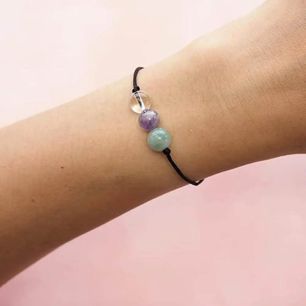 Bracciale Motivazionale con Pietre Naturali e curative per lui uomo per lei donna Corda Regolabile Fatto a Mano Regalo Ispirazione Protezione - Cofanetto con DEDICA INCLUSO (guarigione) - immagine 2