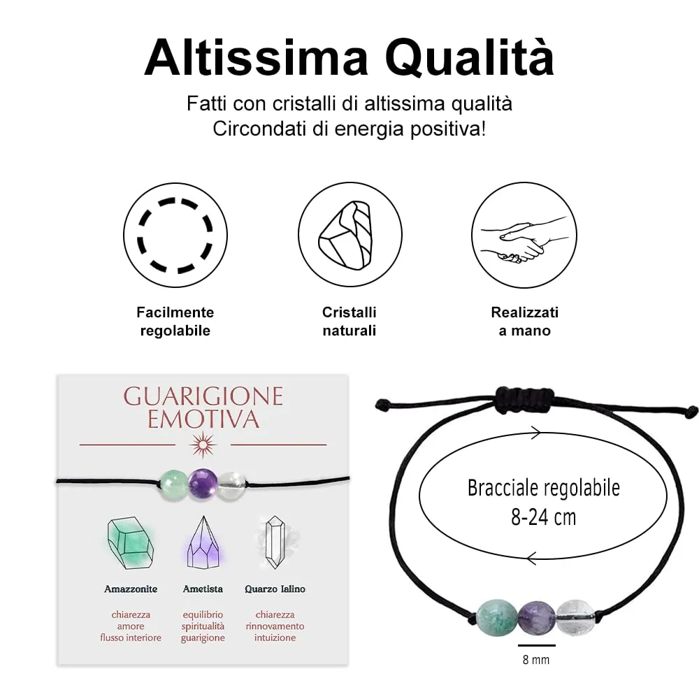 Bracciale Motivazionale con Pietre Naturali e curative per lui uomo per lei donna Corda Regolabile Fatto a Mano Regalo Ispirazione Protezione - Cofanetto con DEDICA INCLUSO (guarigione) - immagine 3