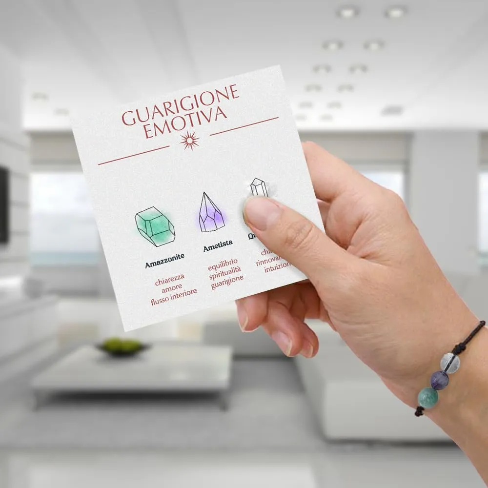 Bracciale Motivazionale con Pietre Naturali e curative per lui uomo per lei donna Corda Regolabile Fatto a Mano Regalo Ispirazione Protezione - Cofanetto con DEDICA INCLUSO (guarigione) - immagine 5