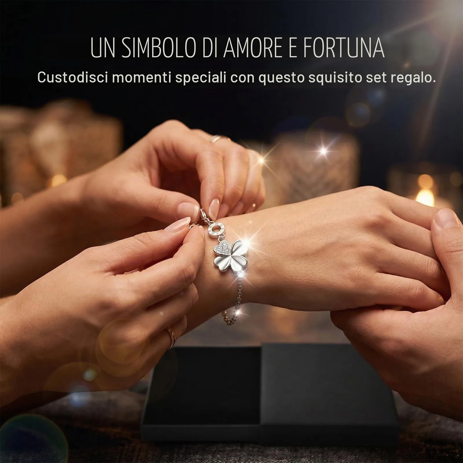 JYXNU Bracciale da donna in argento con quadrifoglio, bracciale da donna, da donna, per fidanzata, braccialetti dell'amicizia, regali per donne, Regalo Amica, Idea Regalo Per le Donne - immagine 5