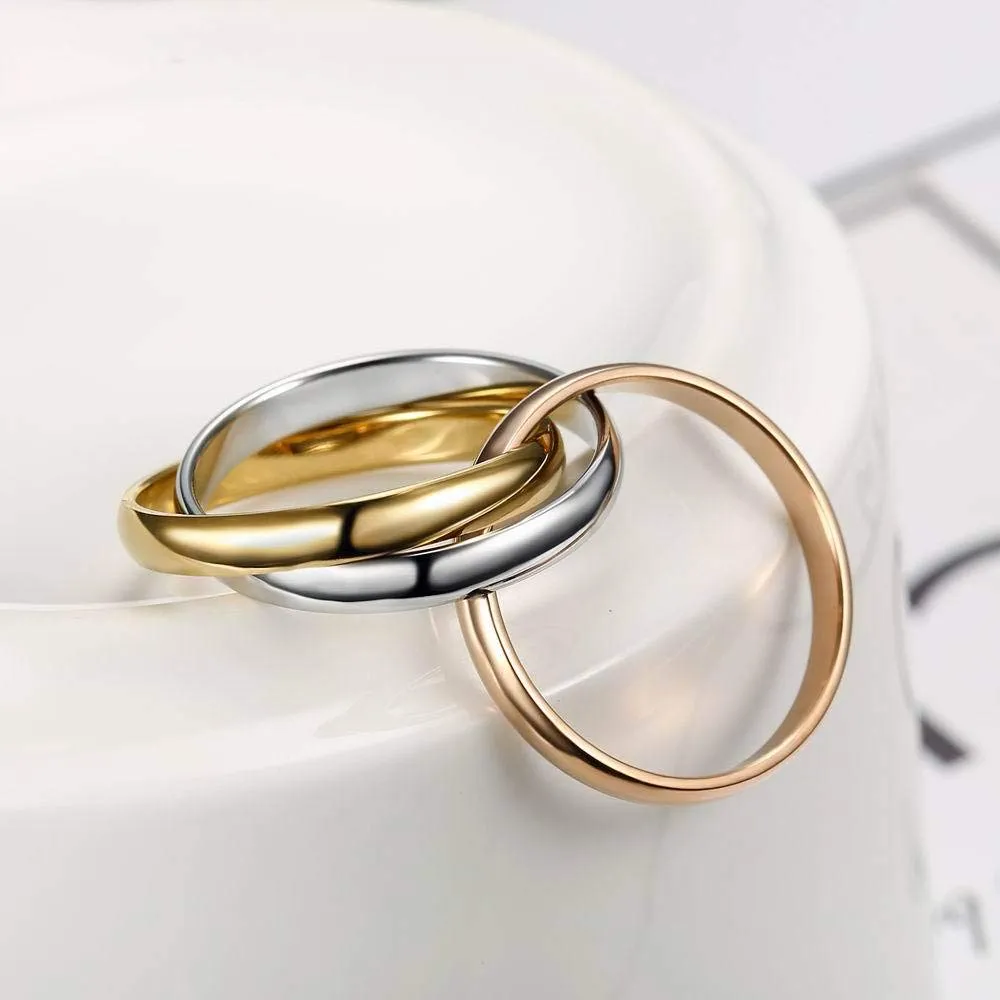 IMINI Anello intrecciato per ansia e agitazione per donna uomo Acciaio inossidabile Oro Siver Rose Tripla fila rotolante Dichiarazione ad incastro Anelli antistress Gioielli di promessa di moda (9) - immagine 8