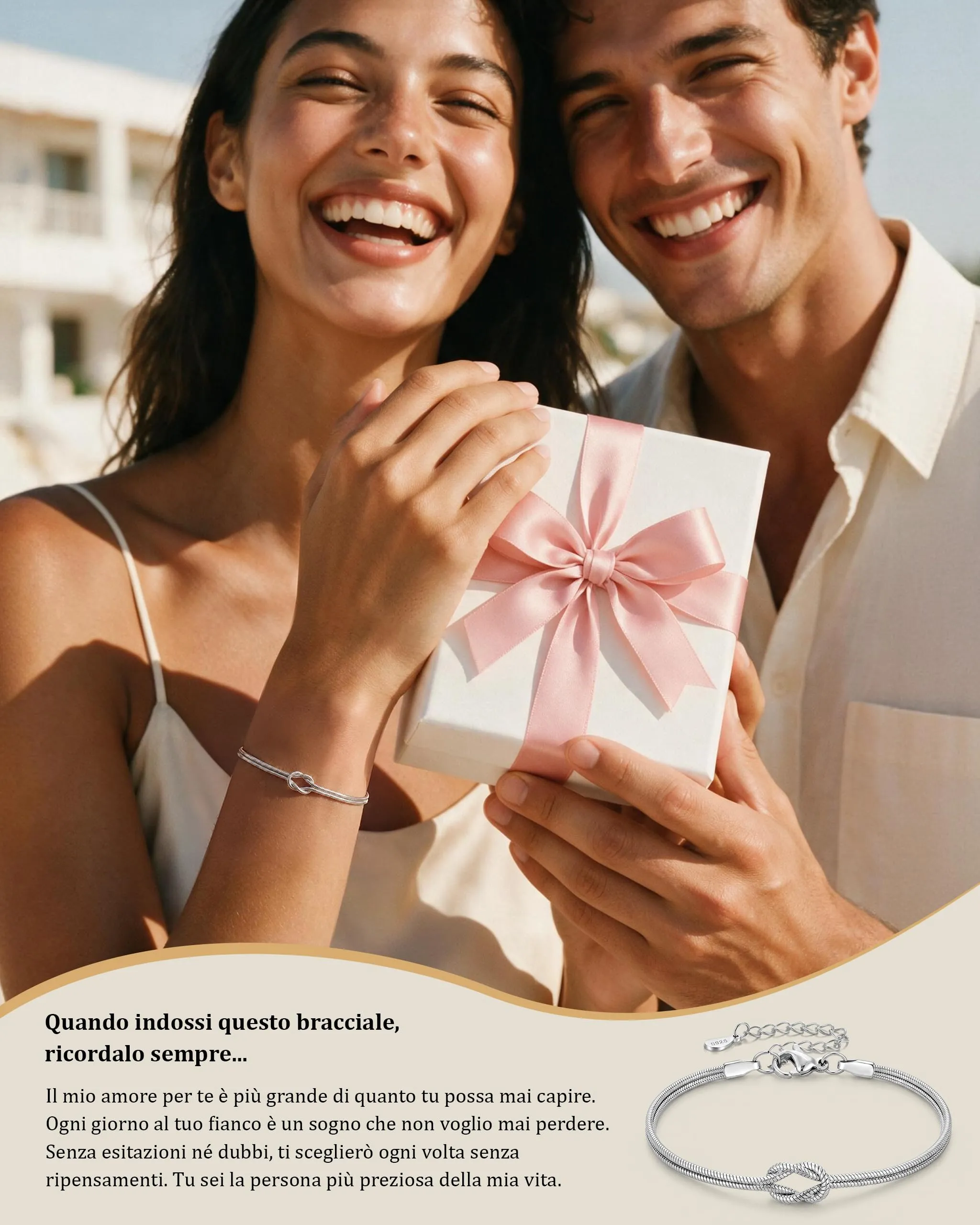 J.Fée Bracciali Coppia, Nodo Bracciale Argento 925, Ragazza Regalo Coppia - immagine 2