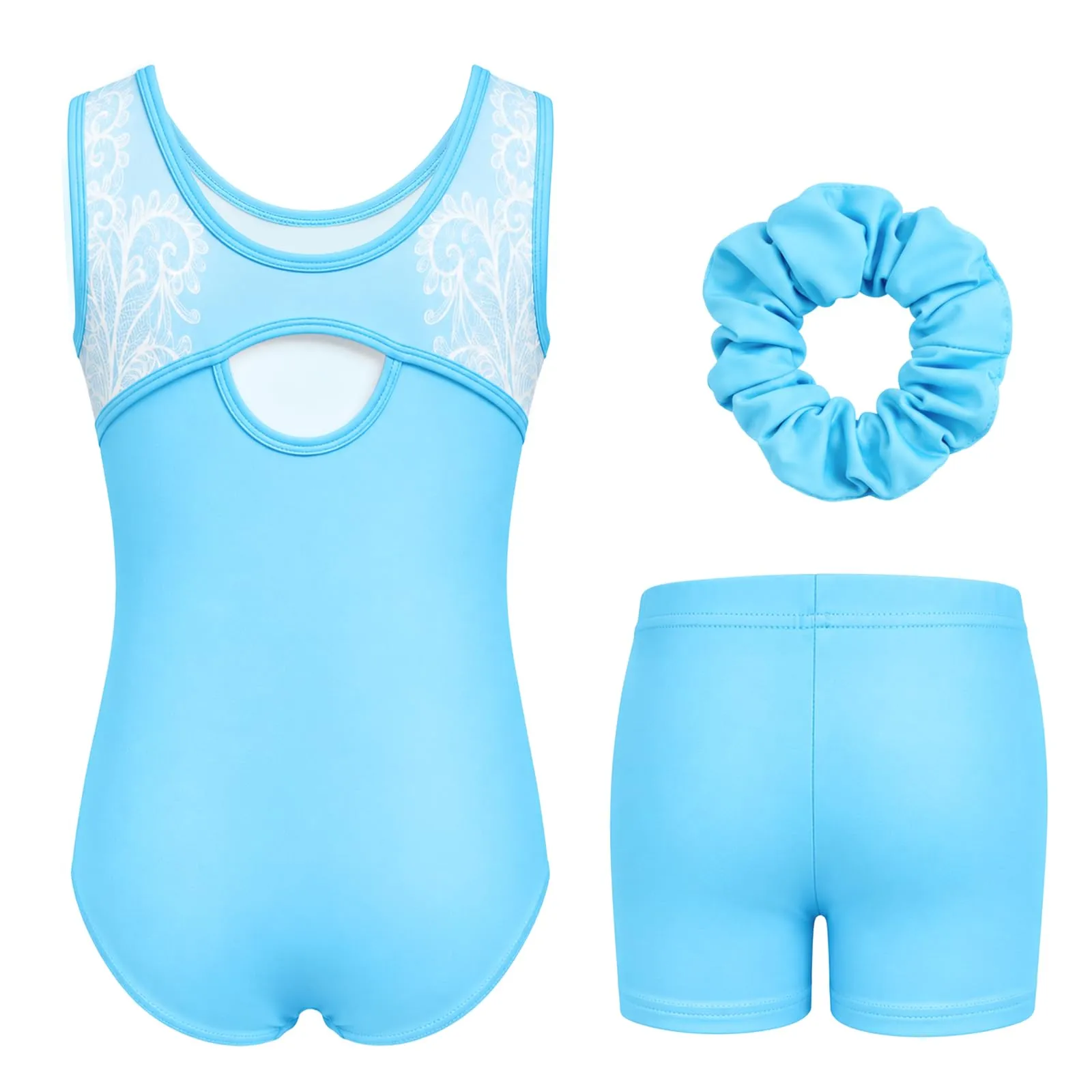 Gogokids Body da ginnastica per ragazze, 3 pezzi, set sportivo scintillante - immagine 2