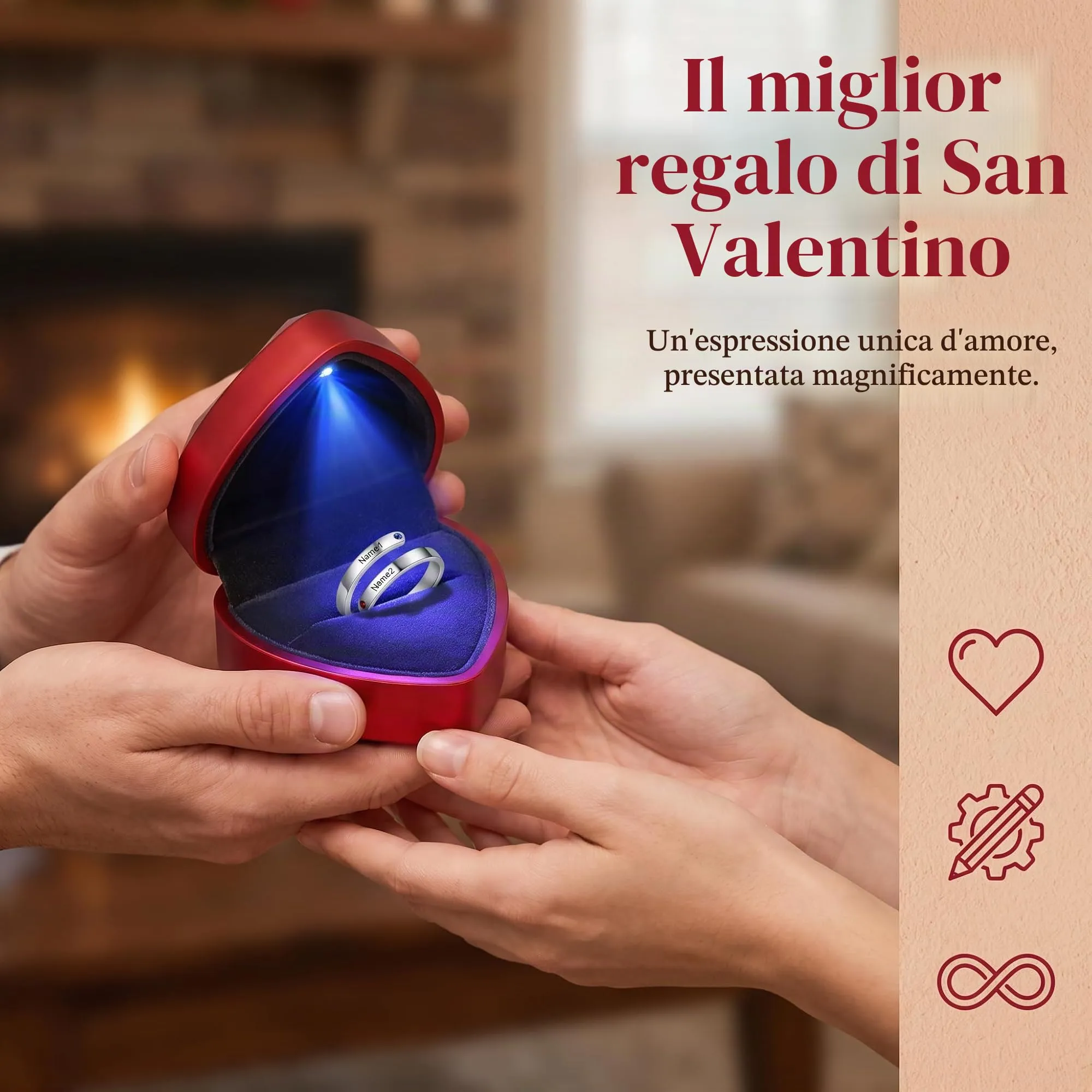 Presentimental Anello Personalizzato con Nomi e Pietre di Nascita Anello Aperto Regolabile Donna Regalo Mamma Moglie Fidanzata - immagine 4