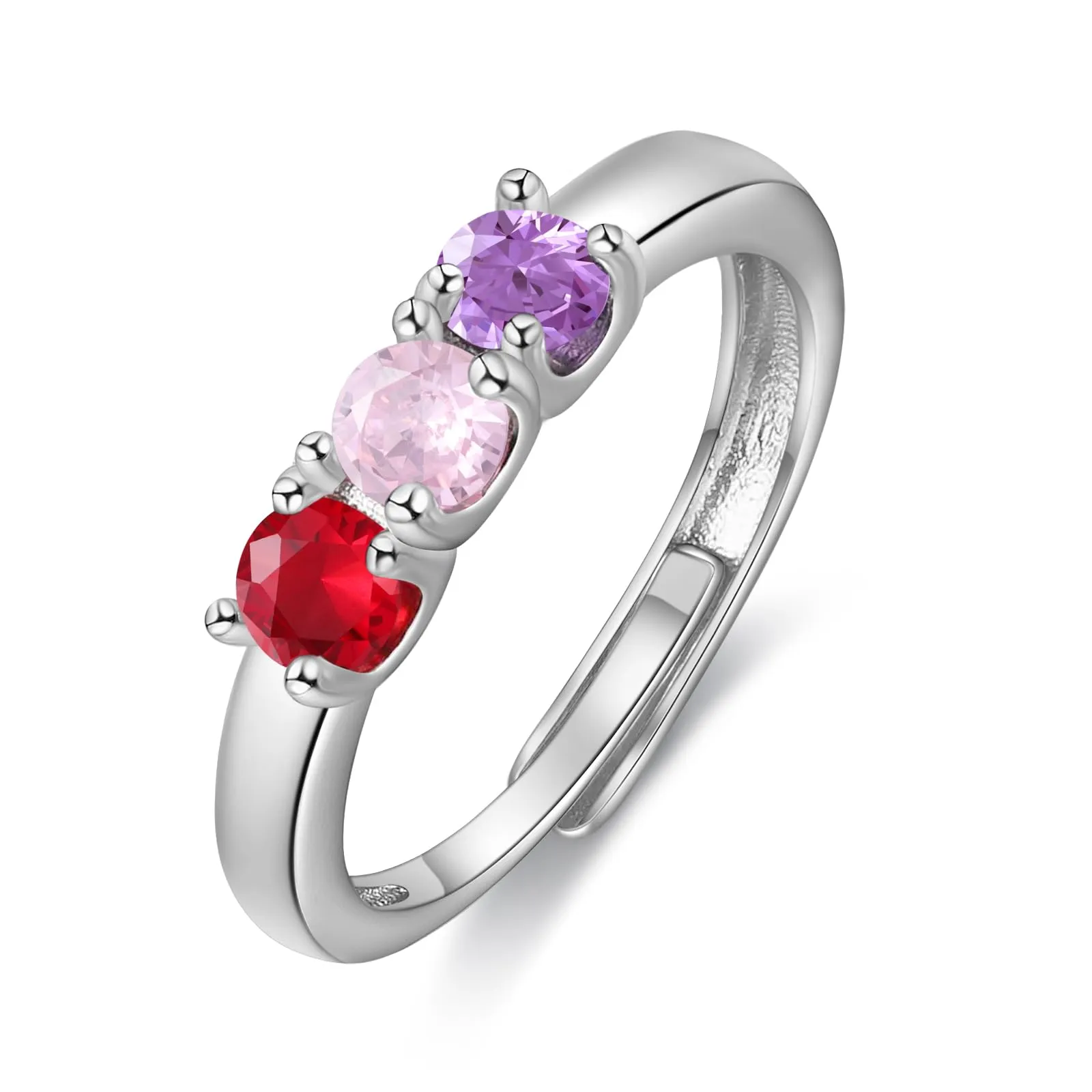 Presentimental Anello Personalizzato con Nomi e Pietre di Nascita Anello Aperto Regolabile Donna Regalo Mamma Moglie Fidanzata - immagine 1