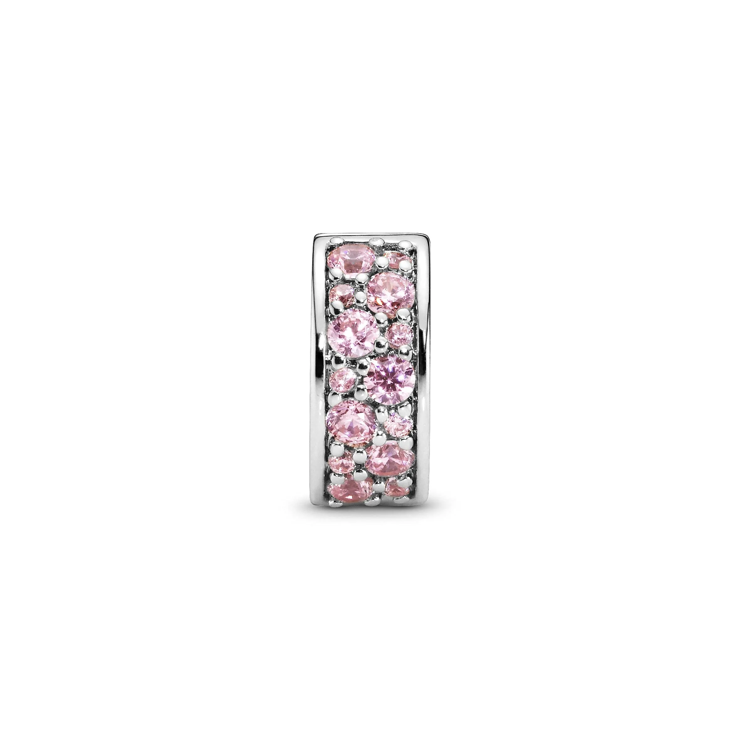 PANDORA Colours Clip in argento con pavé di zirconia cubica verde acqua e impugnatura in silicone, rosa - immagine 2