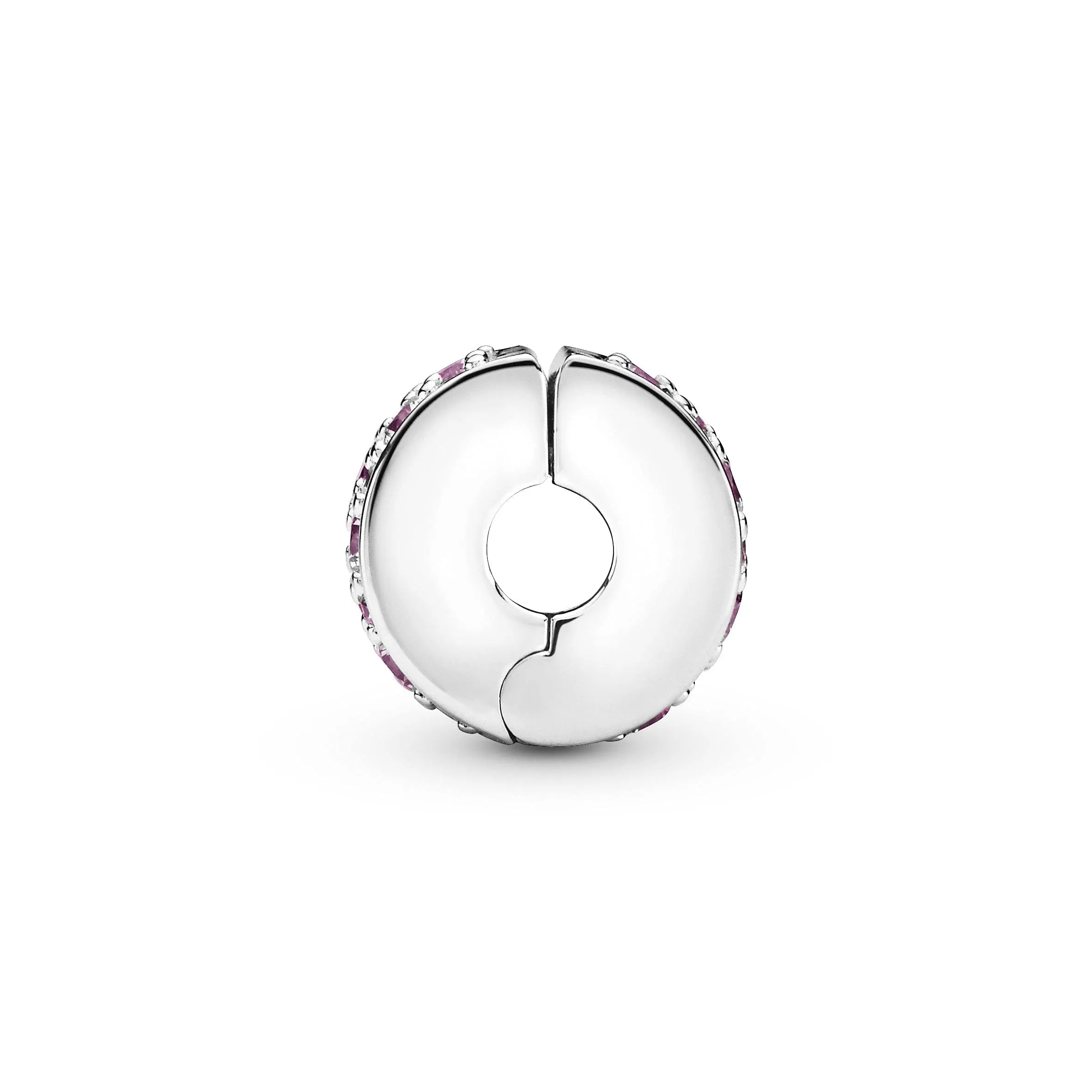 PANDORA Colours Clip in argento con pavé di zirconia cubica verde acqua e impugnatura in silicone, rosa - immagine 3