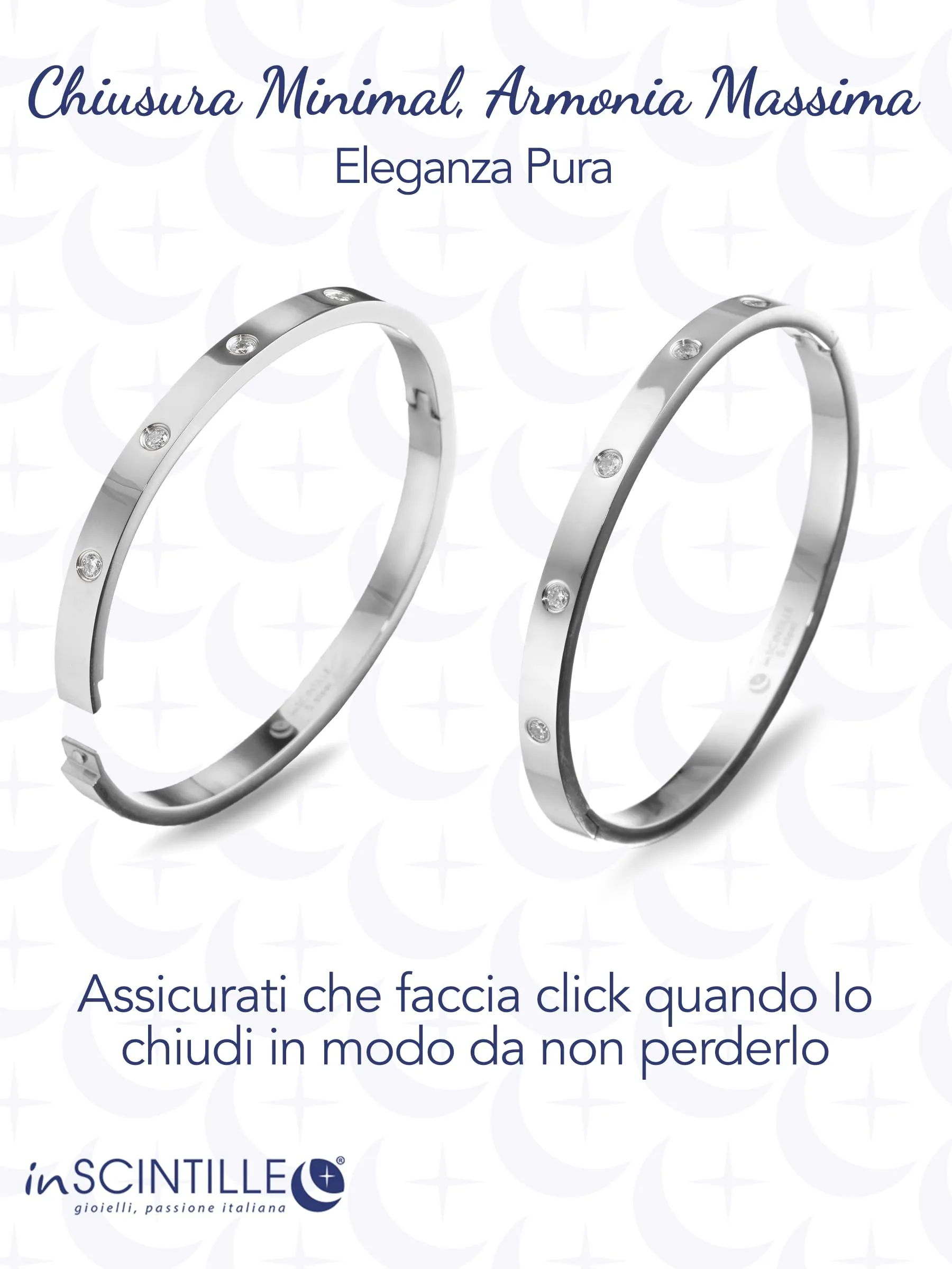 inSCINTILLE Bangle Bracciale Rigido Donna Uomo in Acciaio Inossidabile, Confezione Regalo Donna Uomo Inclusa, Braccialetti Bangles a Cerchio (Argento Punti Luce, Altezza 4mm - Circonferenza 18cm) - immagine 4