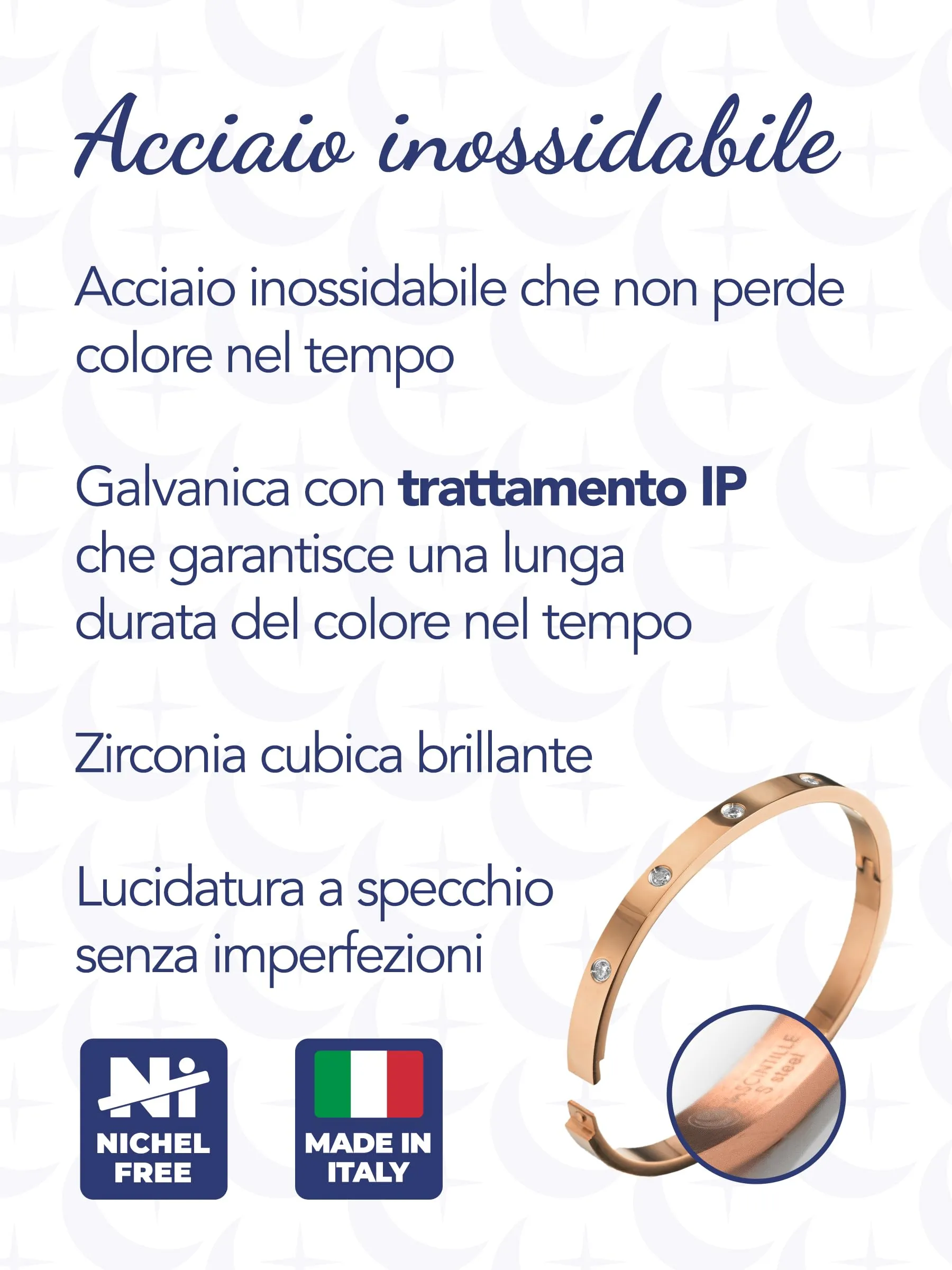 inSCINTILLE Bangle Bracciale Rigido Donna Uomo in Acciaio Inossidabile, Confezione Regalo Donna Uomo Inclusa, Braccialetti Bangles a Cerchio (Oro Rosa Punti Luce, Altezza 4mm - Circonferenza 18cm) - immagine 5