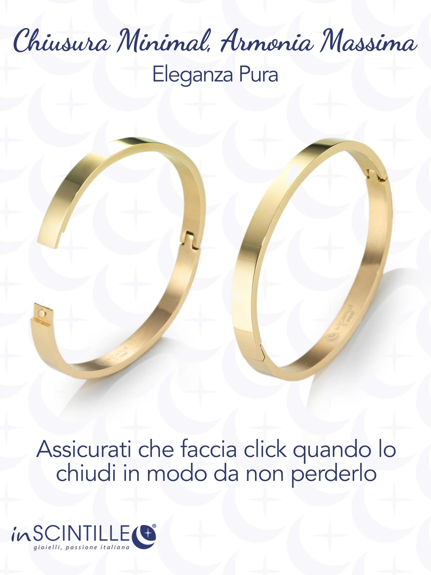 inSCINTILLE Bangle Bracciale Rigido Donna Uomo in Acciaio Inossidabile, Confezione Regalo Donna Uomo Inclusa, Braccialetti Bangles a Cerchio (Oro, Altezza 4mm - Circonferenza 18cm) - immagine 4