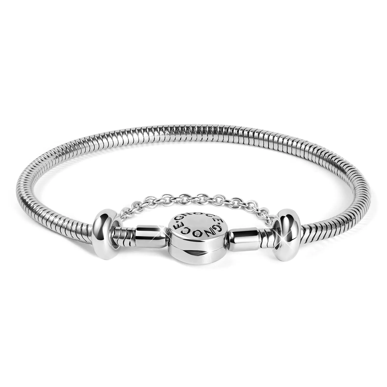 GNOCE Bracciale Con Ciondoli In Acciaio Inossidabile Never Fade Bracciale Con Ciondoli A Catena A Serpente In Metallo Unico Per Donna Uomo (21) - immagine 1