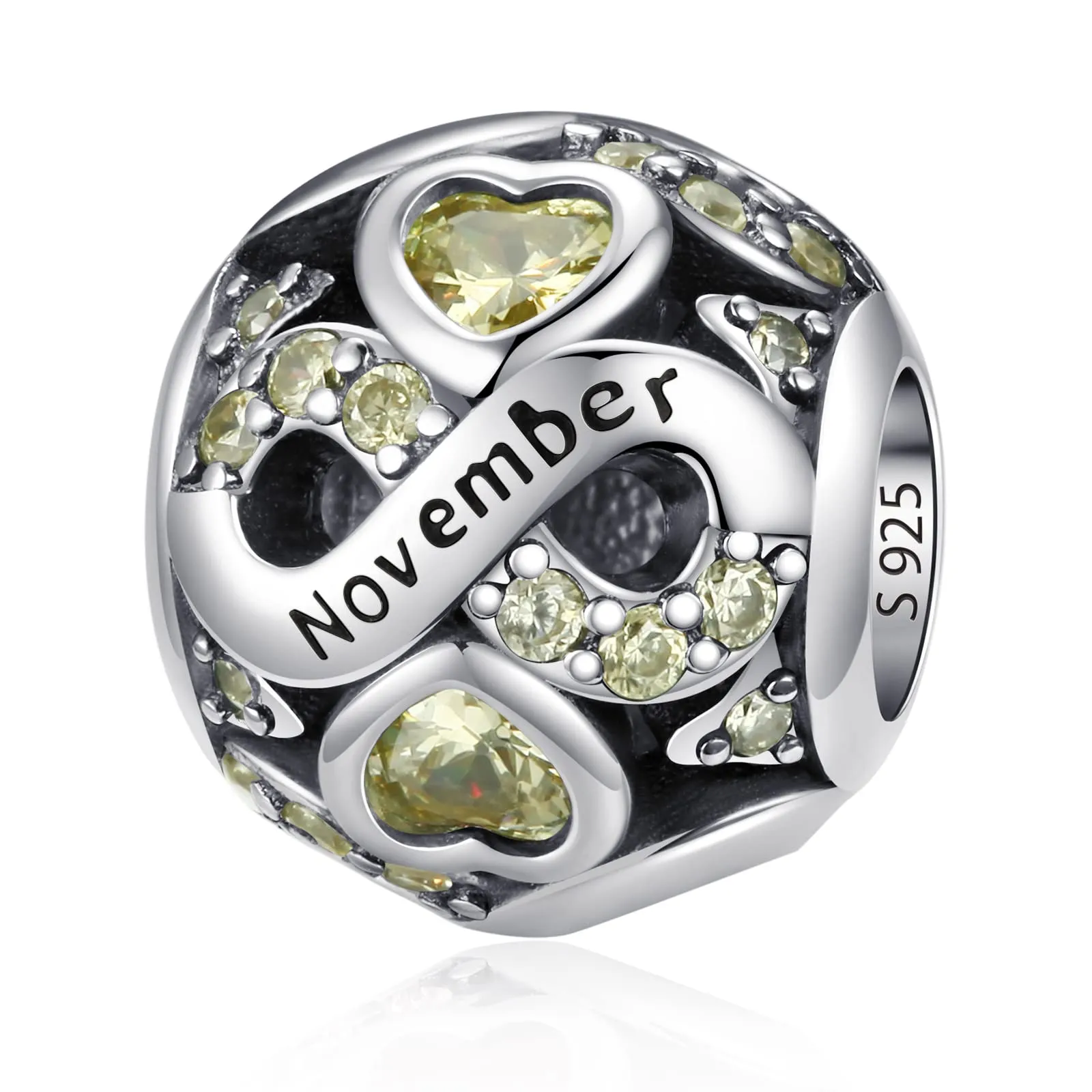 Charms di Pietra di Nascita per Braccialetti Europei Collana,Charm Compatibili Pandora,Charm Donna Argento Sterling 925 Openwork Ciondolo Regali di Compleanno per le Bead Charm da donna - immagine 1