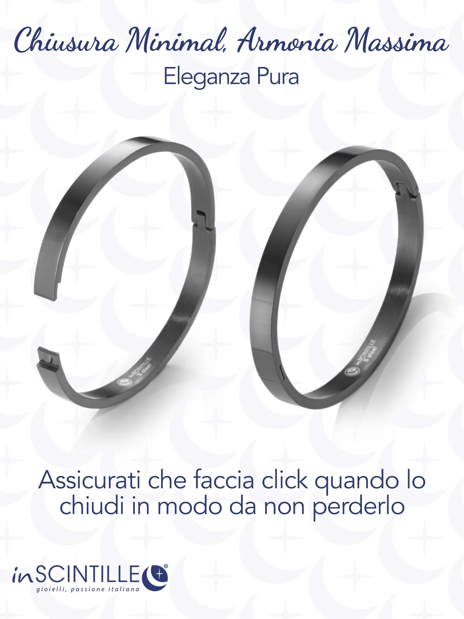 inSCINTILLE Bangle Bracciale Rigido Donna Uomo in Acciaio Inossidabile, Confezione Regalo Donna Uomo Inclusa, Braccialetti Bangles a Cerchio (Nero, Altezza 6mm - Circonferenza 21cm) - immagine 4
