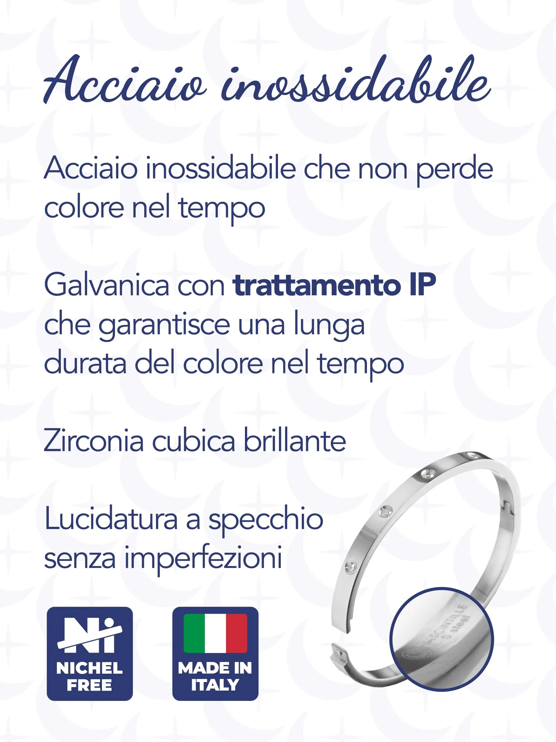 inSCINTILLE Bangle Bracciale Rigido Donna Uomo in Acciaio Inossidabile, Confezione Regalo Donna Uomo Inclusa, Braccialetti Bangles a Cerchio (Argento Punti Luce, Altezza 6mm - Circonferenza 21cm) - immagine 5