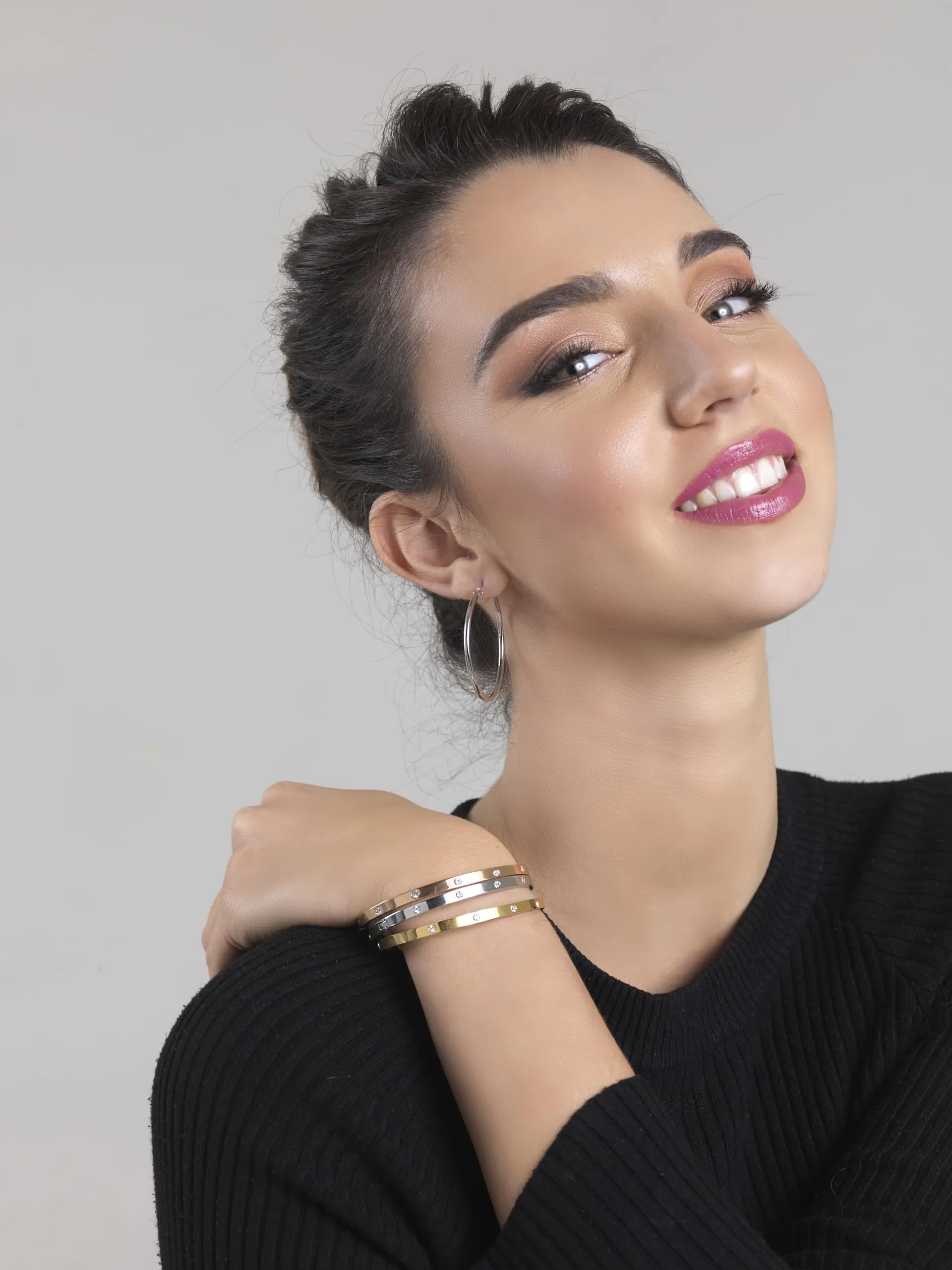 inSCINTILLE Bangle Bracciale Rigido Donna Uomo in Acciaio Inossidabile, Confezione Regalo Donna Uomo Inclusa, Braccialetti Bangles a Cerchio (Argento Punti Luce, Altezza 6mm - Circonferenza 21cm) - immagine 9
