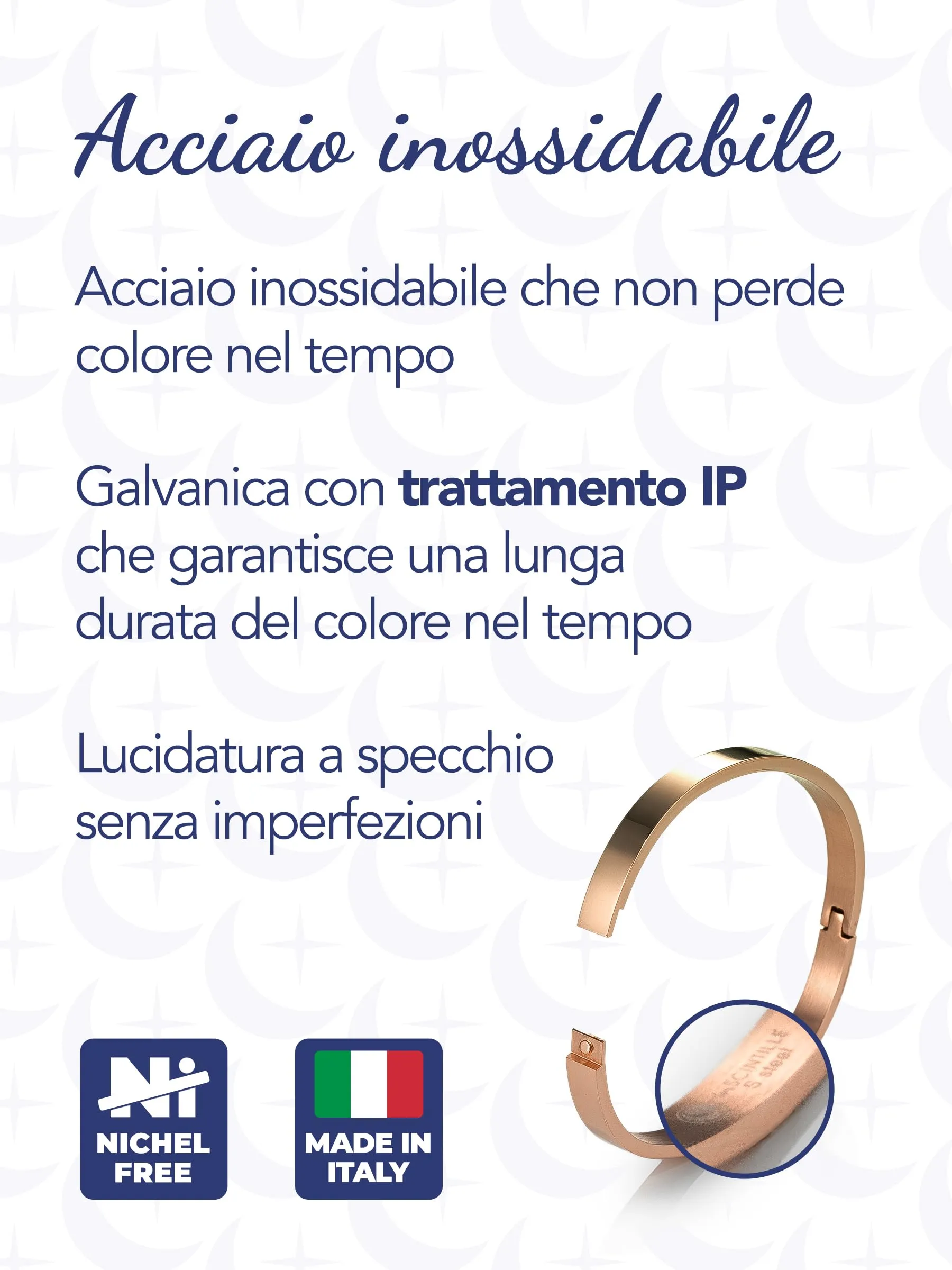 inSCINTILLE Bangle Bracciale Rigido Donna Uomo in Acciaio Inossidabile, Confezione Regalo Donna Uomo Inclusa, Braccialetti Bangles a Cerchio (Oro Rosa, Altezza 8mm - Circonferenza 21cm) - immagine 5