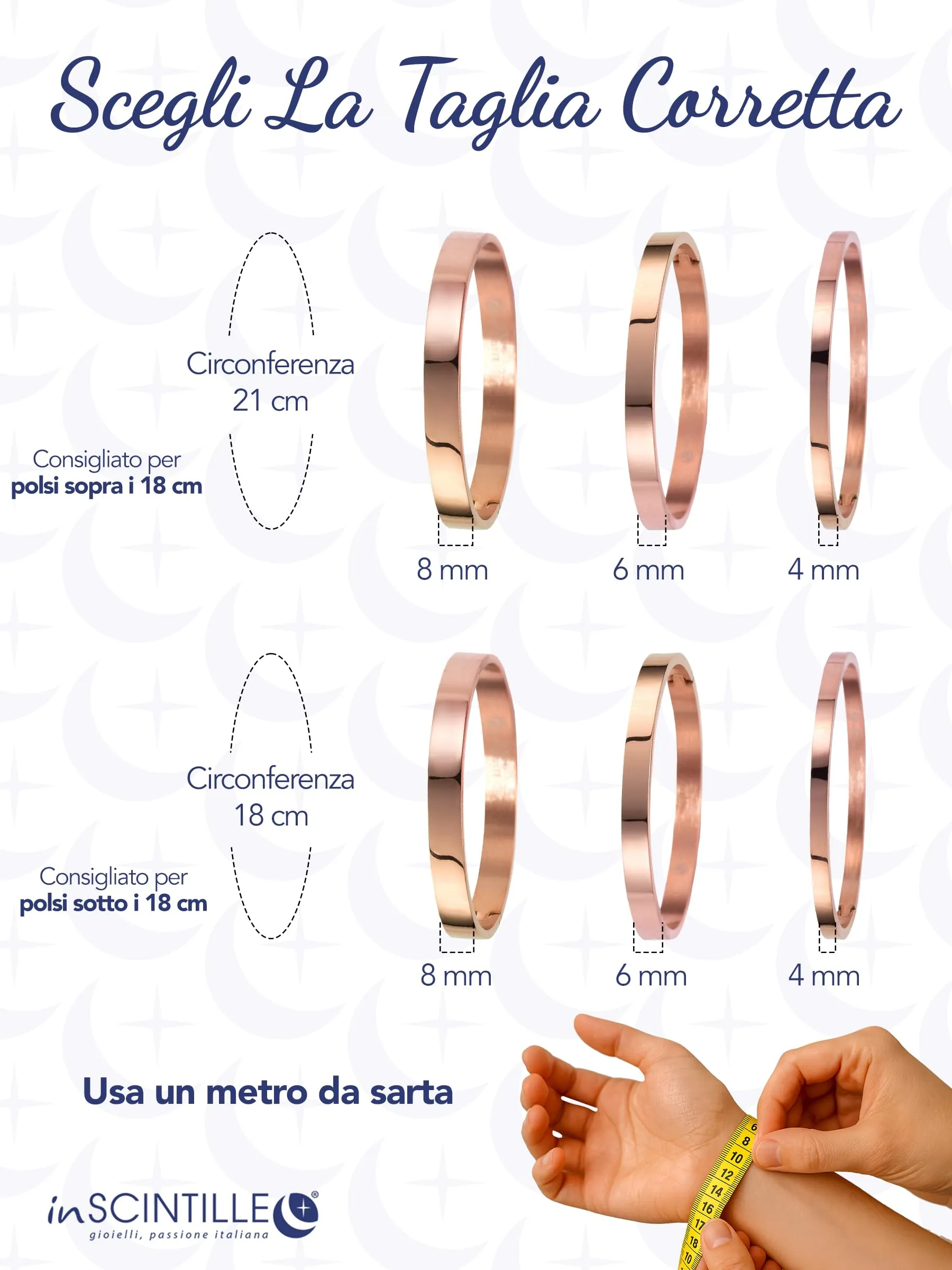 inSCINTILLE Bangle Bracciale Rigido Donna Uomo in Acciaio Inossidabile, Confezione Regalo Donna Uomo Inclusa, Braccialetti Bangles a Cerchio (Oro Rosa, Altezza 6mm - Circonferenza 21cm) - immagine 3