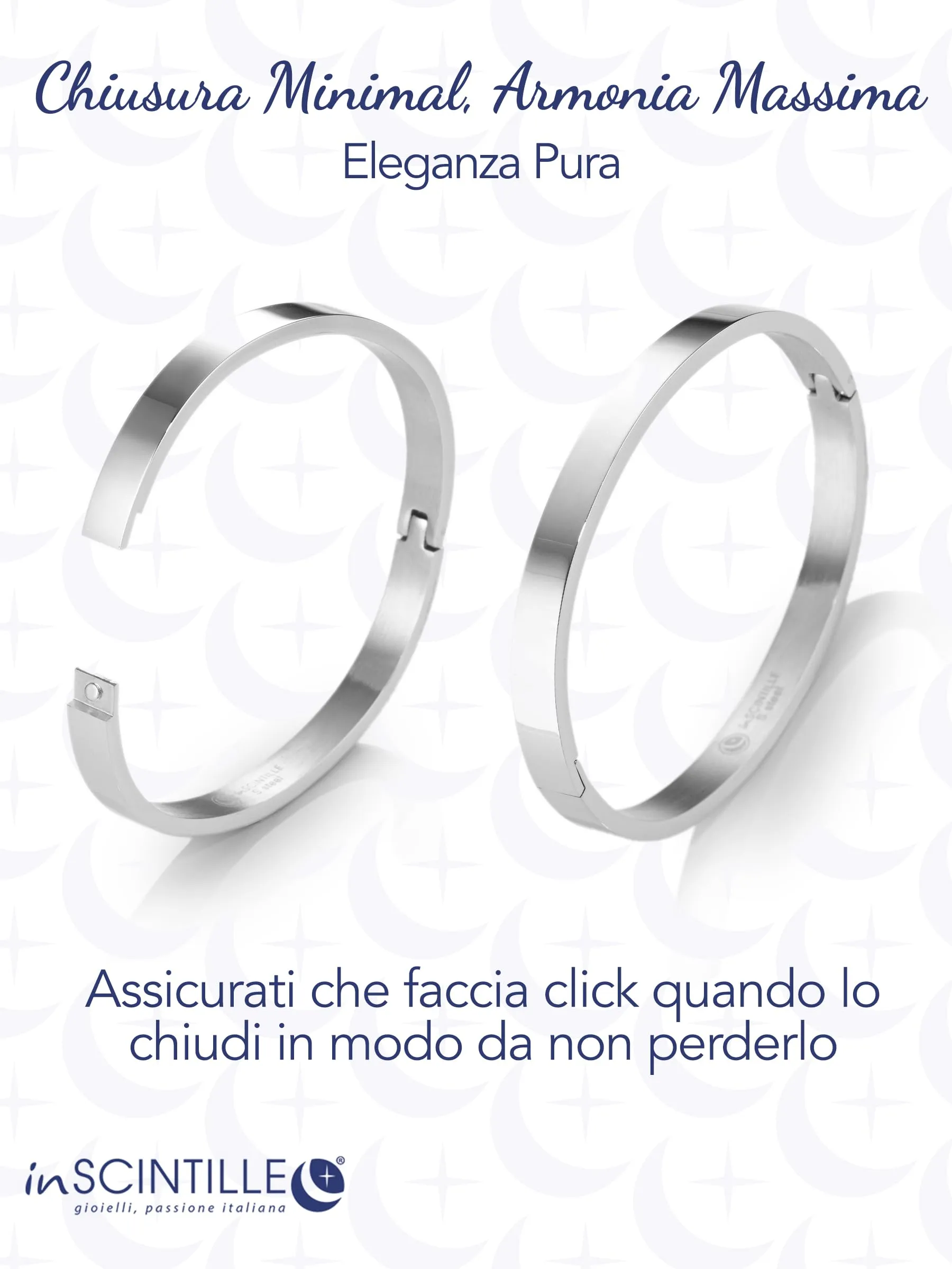 inSCINTILLE Bangle Bracciale Rigido Donna Uomo in Acciaio Inossidabile, Confezione Regalo Donna Uomo Inclusa, Braccialetti Bangles a Cerchio (Argento, Altezza 6mm - Circonferenza 21cm) - immagine 4