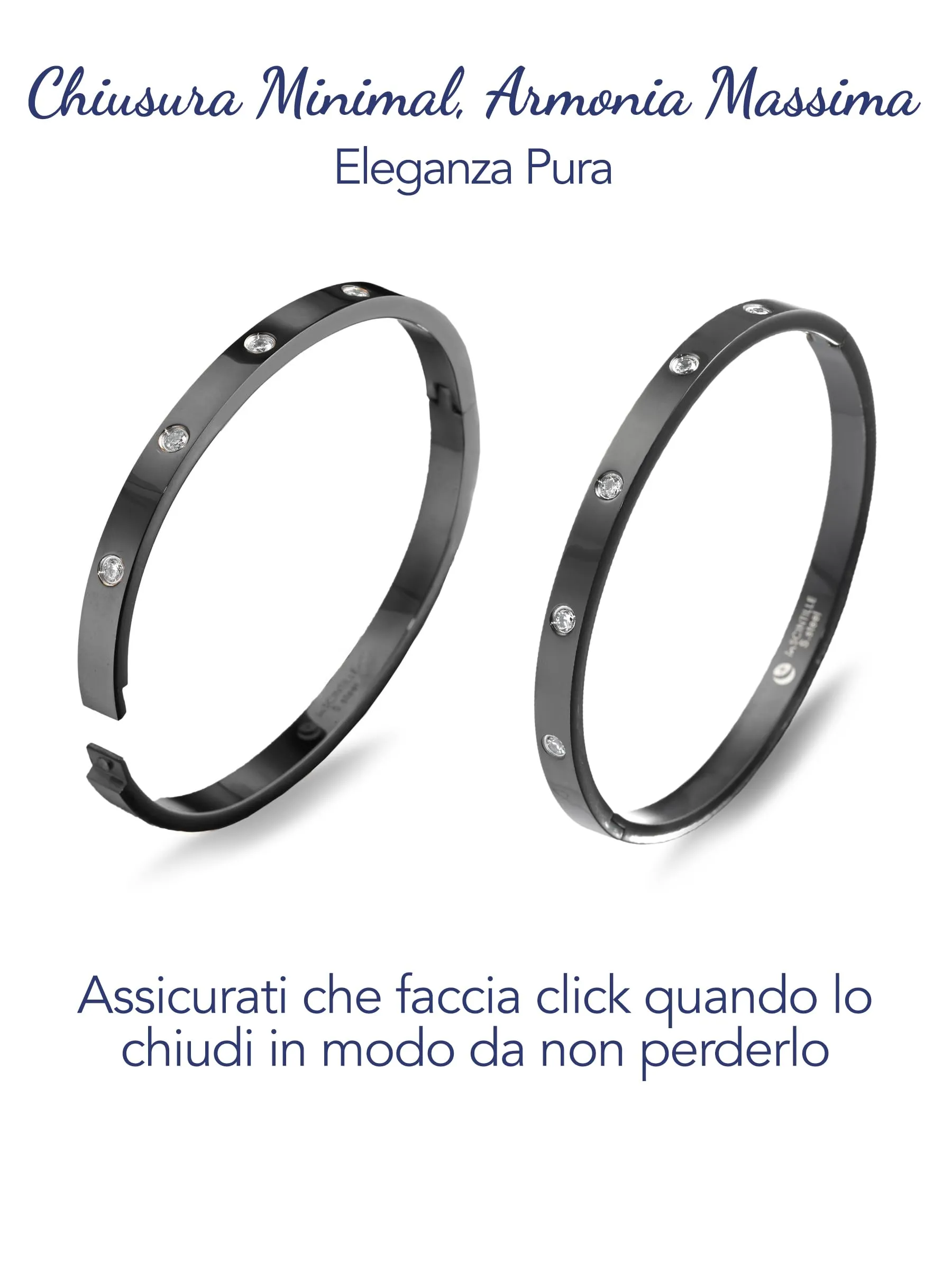 inSCINTILLE Bangle Bracciale Rigido Donna Uomo in Acciaio Inossidabile, Confezione Regalo Donna Uomo Inclusa, Braccialetti Bangles a Cerchio (Nero Punti Luce, Altezza 6mm - Circonferenza 18cm) - immagine 4