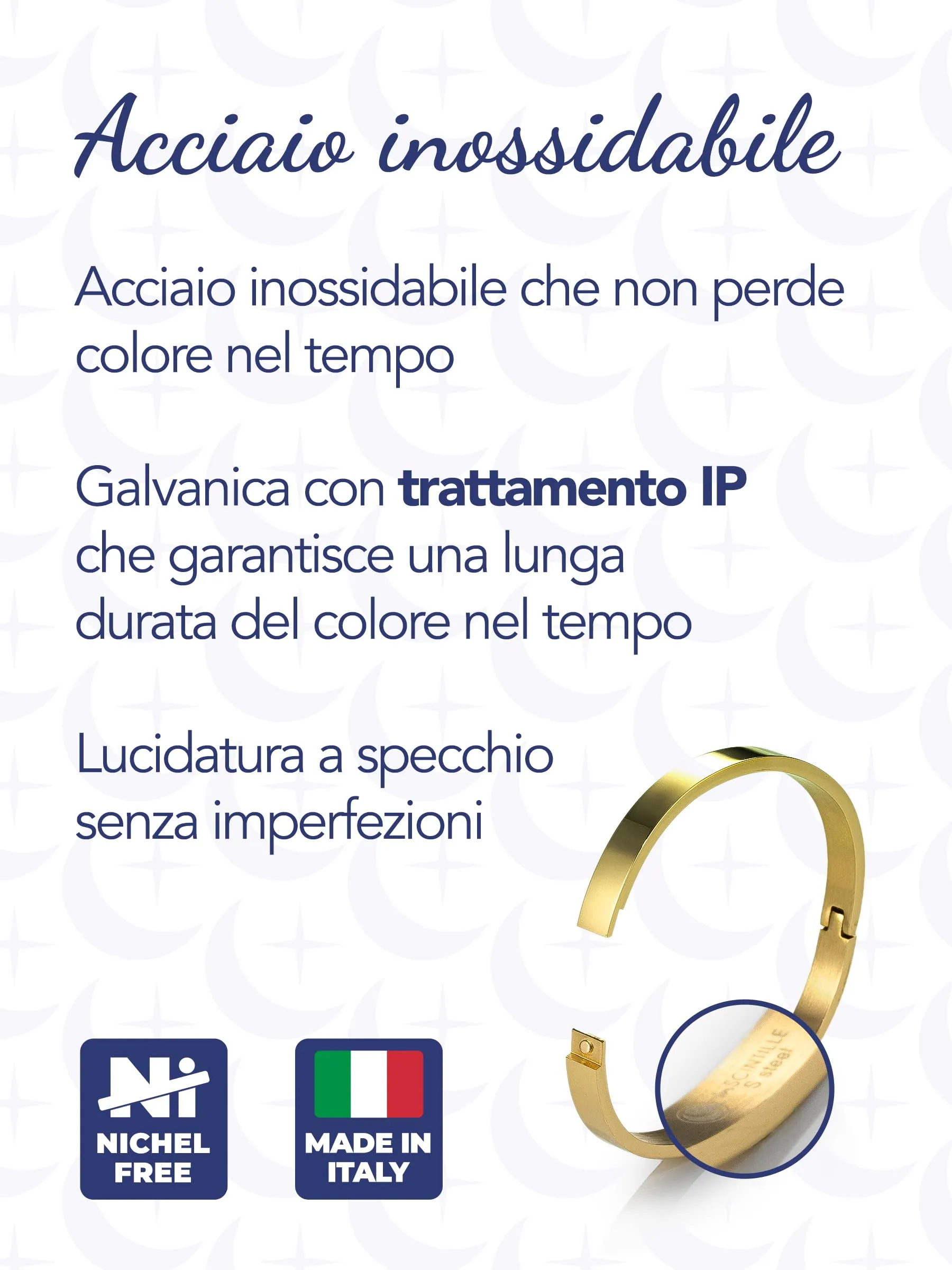 inSCINTILLE Bangle Bracciale Rigido Donna Uomo in Acciaio Inossidabile, Confezione Regalo Donna Uomo Inclusa, Braccialetti Bangles a Cerchio (Oro, Altezza 8mm - Circonferenza 21cm) - immagine 5
