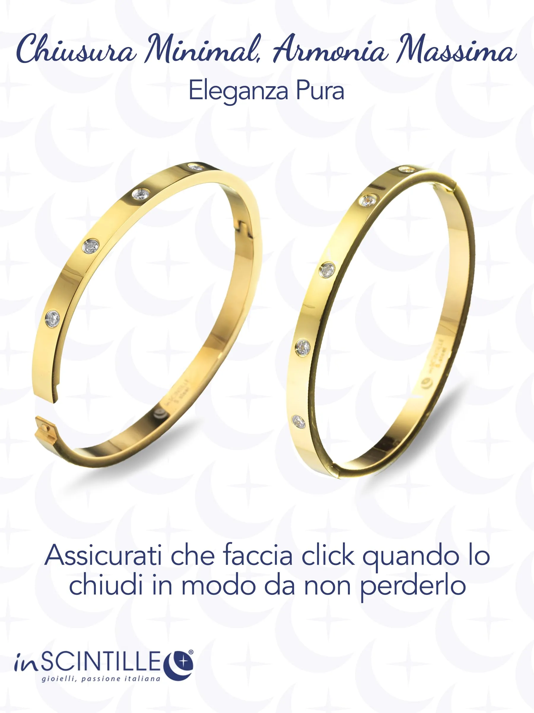 inSCINTILLE Bangle Bracciale Rigido Donna Uomo in Acciaio Inossidabile, Confezione Regalo Donna Uomo Inclusa, Braccialetti Bangles a Cerchio (Oro Punti Luce, Altezza 6mm - Circonferenza 21cm) - immagine 4