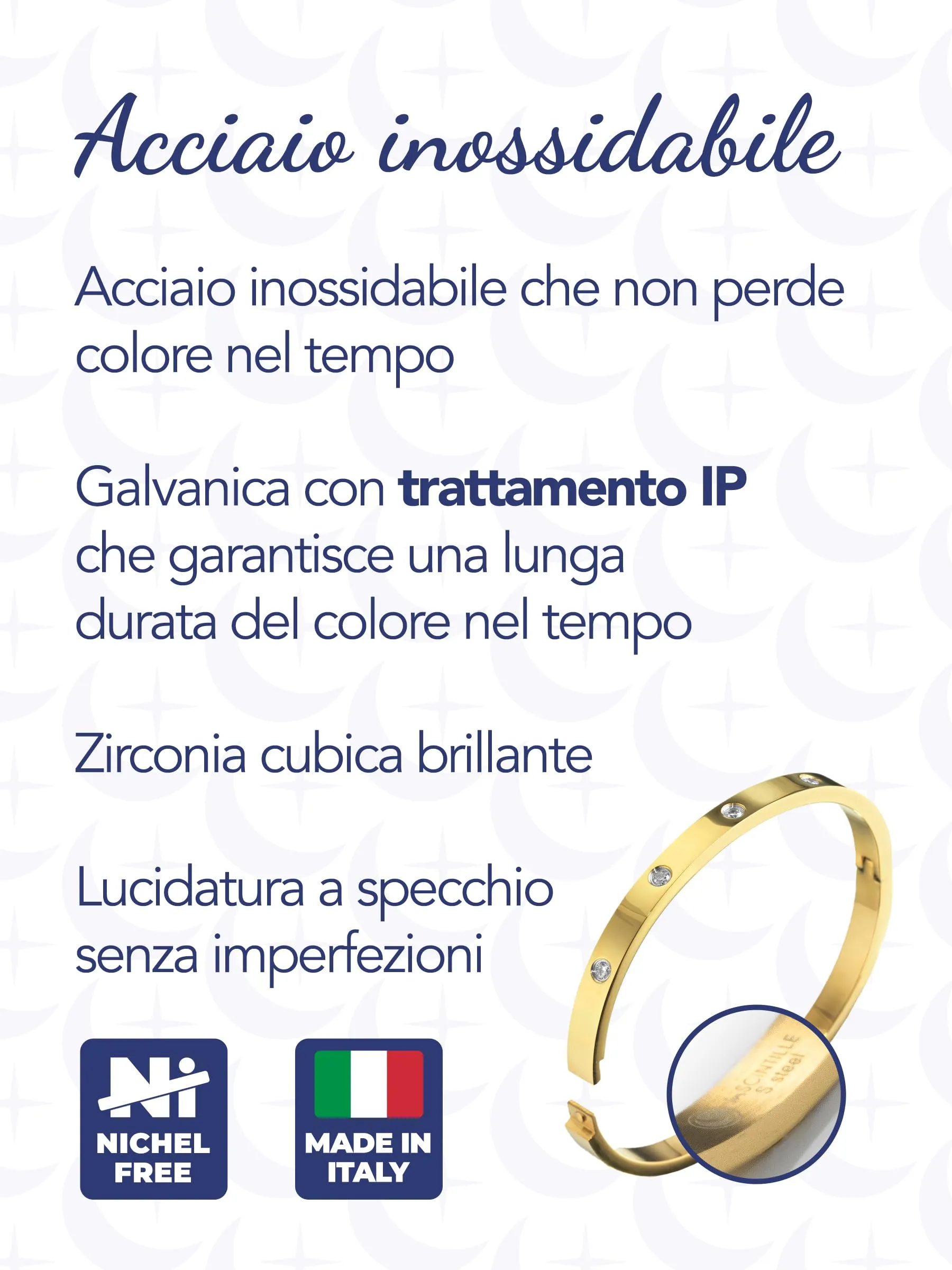 inSCINTILLE Bangle Bracciale Rigido Donna Uomo in Acciaio Inossidabile, Confezione Regalo Donna Uomo Inclusa, Braccialetti Bangles a Cerchio (Oro Punti Luce, Altezza 6mm - Circonferenza 18cm) - immagine 5