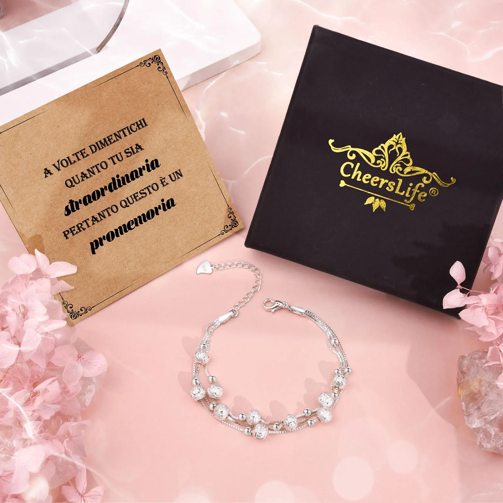 Cheerslife Regali di Ispirazione per le Donne, Bracciale Donna Argento 925 - immagine 5