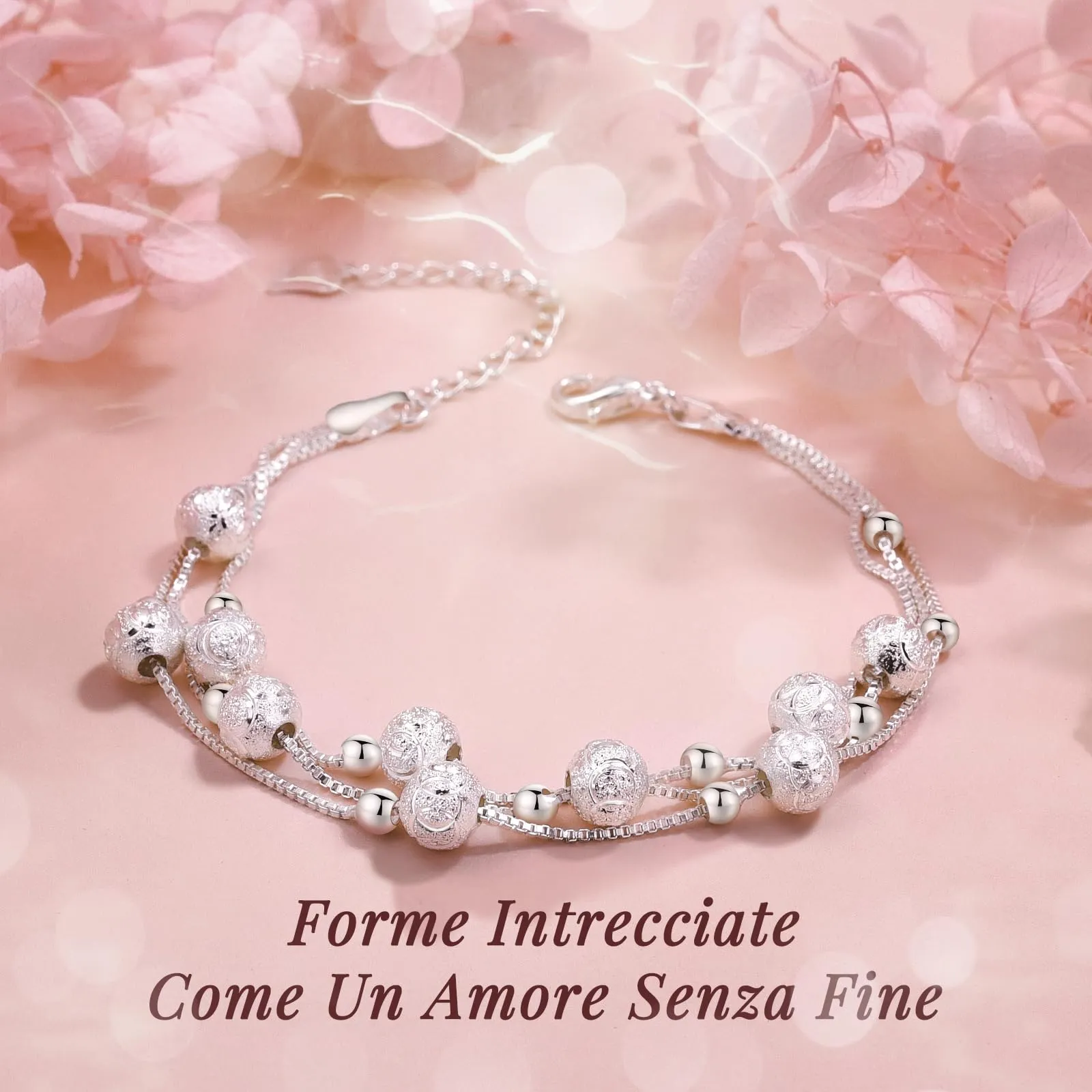 Cheerslife Bracciale Amicizia, Bracciale Donna Argento 925, 3 In 1 - immagine 2