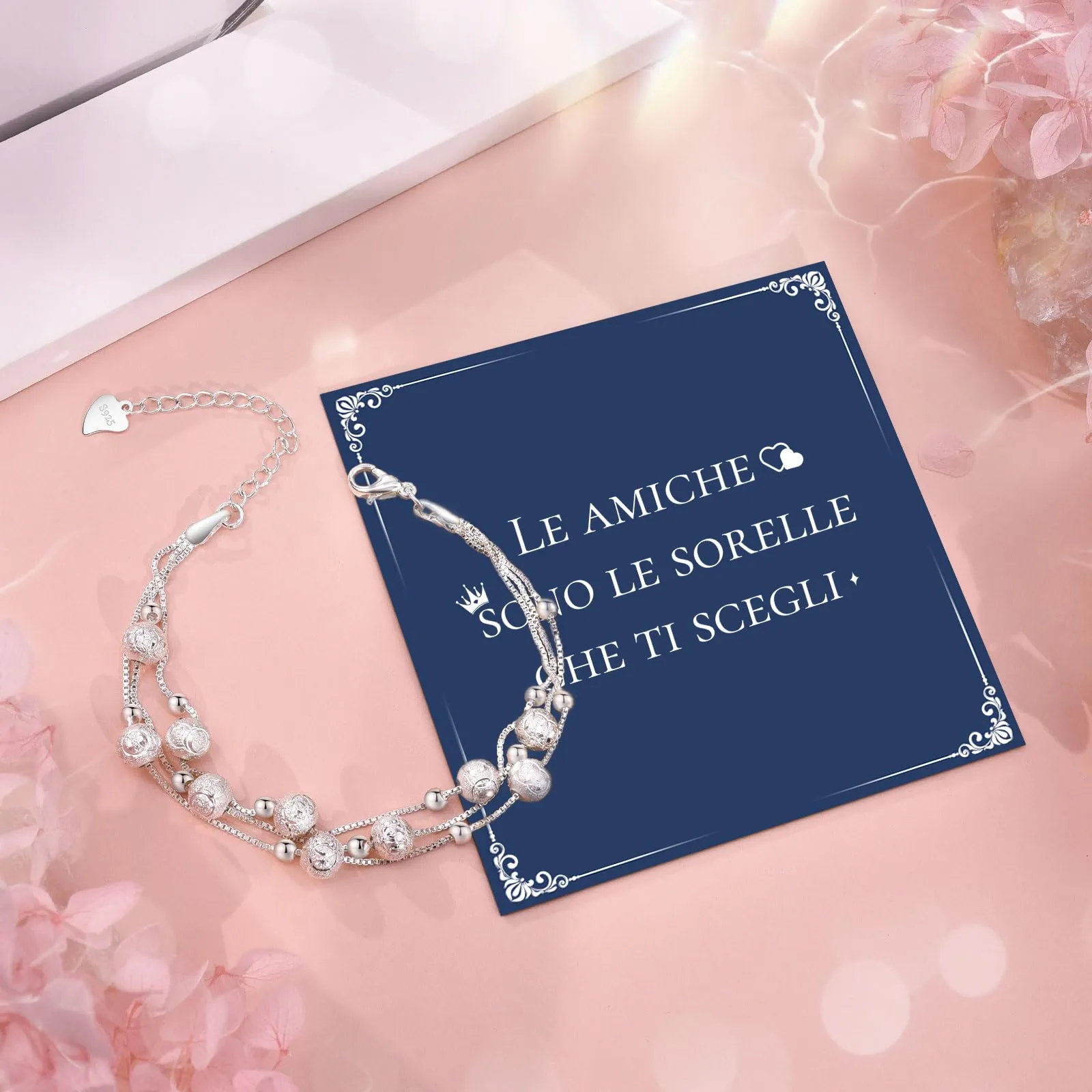 Cheerslife Bracciale Amicizia, Bracciale Donna Argento 925, 3 In 1 - immagine 3