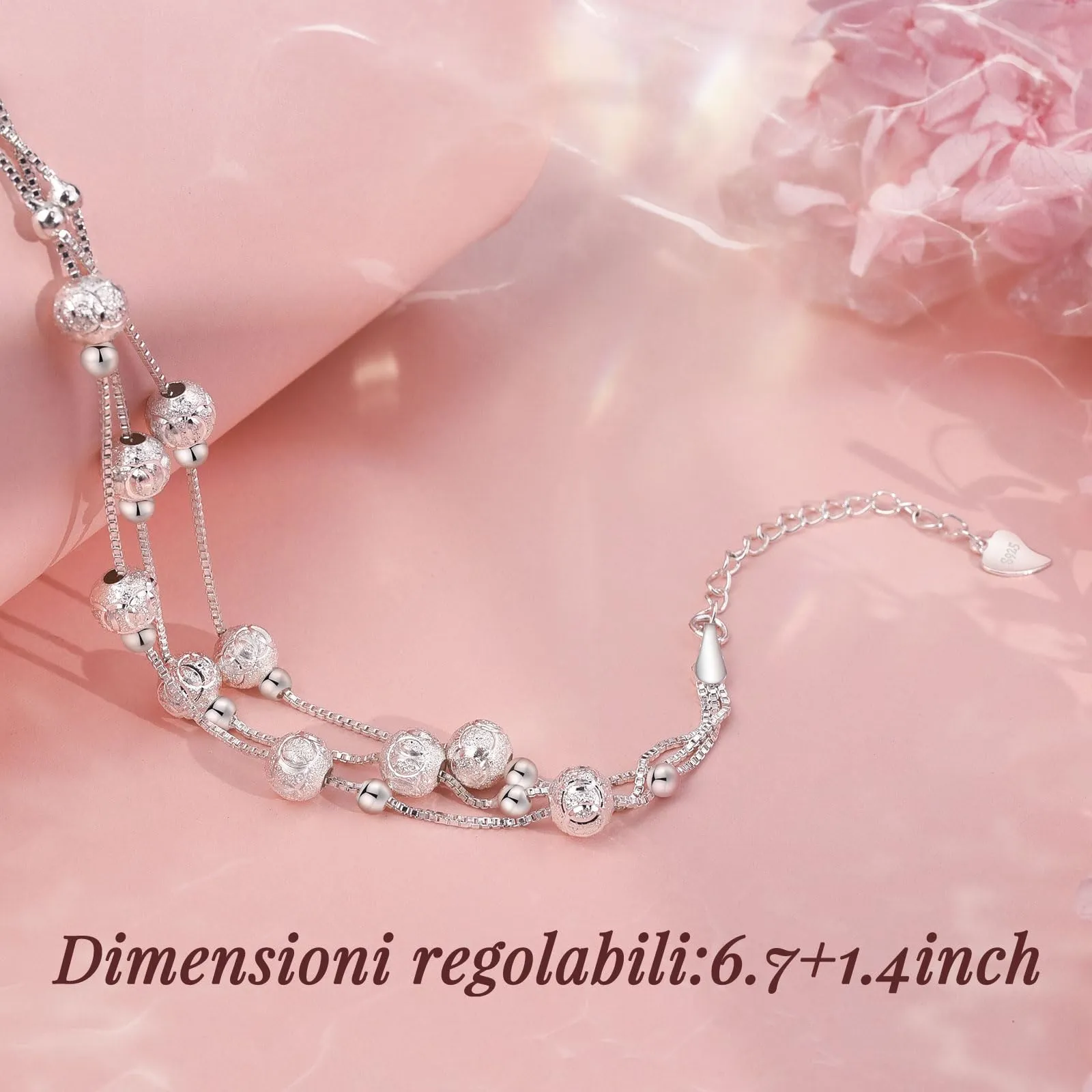 Cheerslife Bracciale Amicizia, Bracciale Donna Argento 925, 3 In 1 - immagine 4