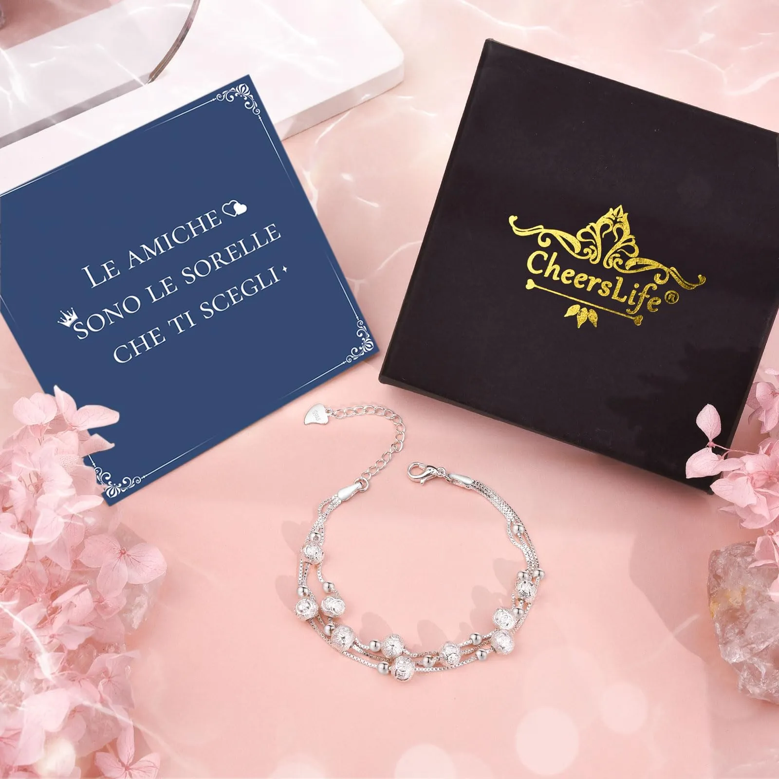 Cheerslife Bracciale Amicizia, Bracciale Donna Argento 925, 3 In 1 - immagine 5