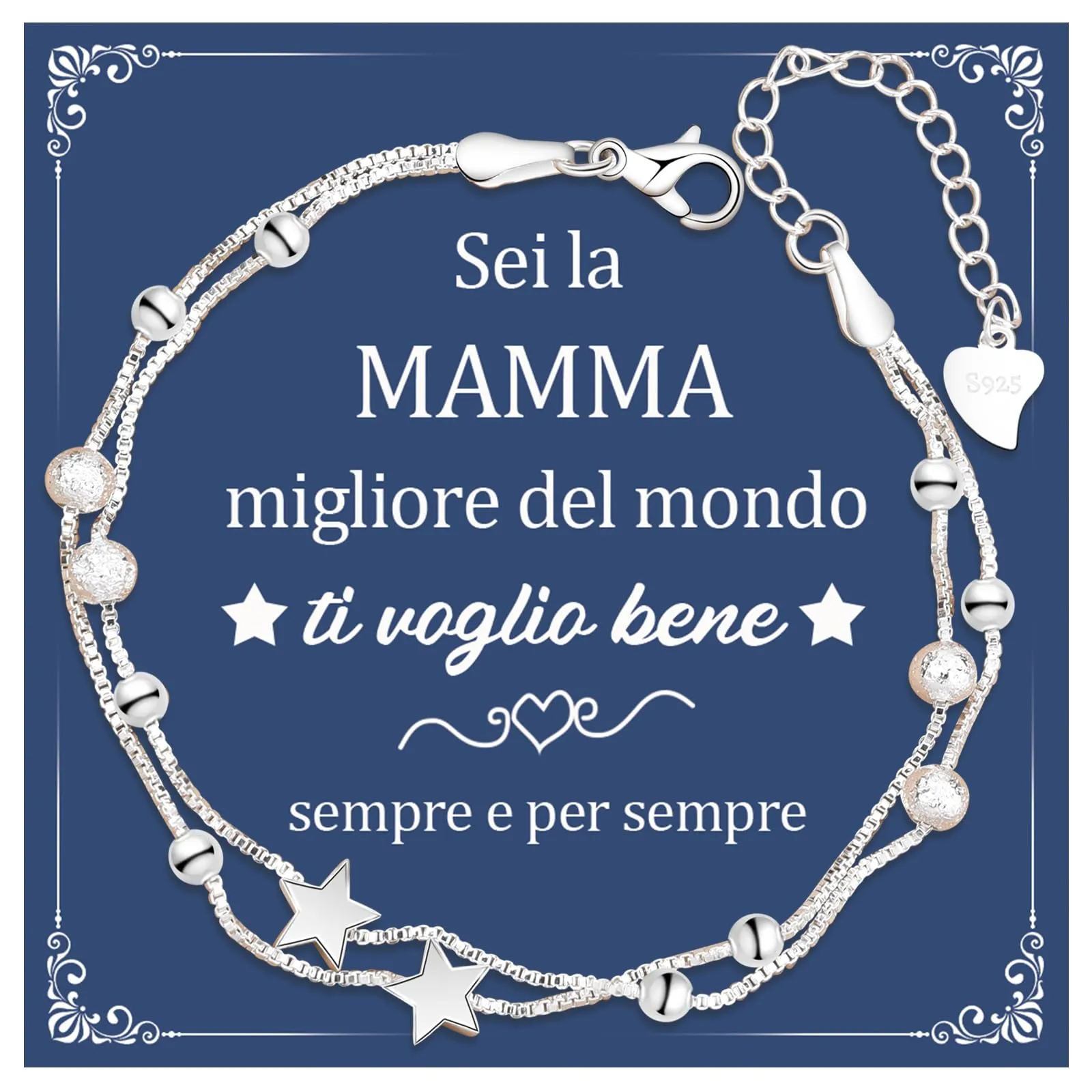 Cheerslife Regalo Mamma Bracciale Donna Bracciali Argento Braccialetto - immagine 1