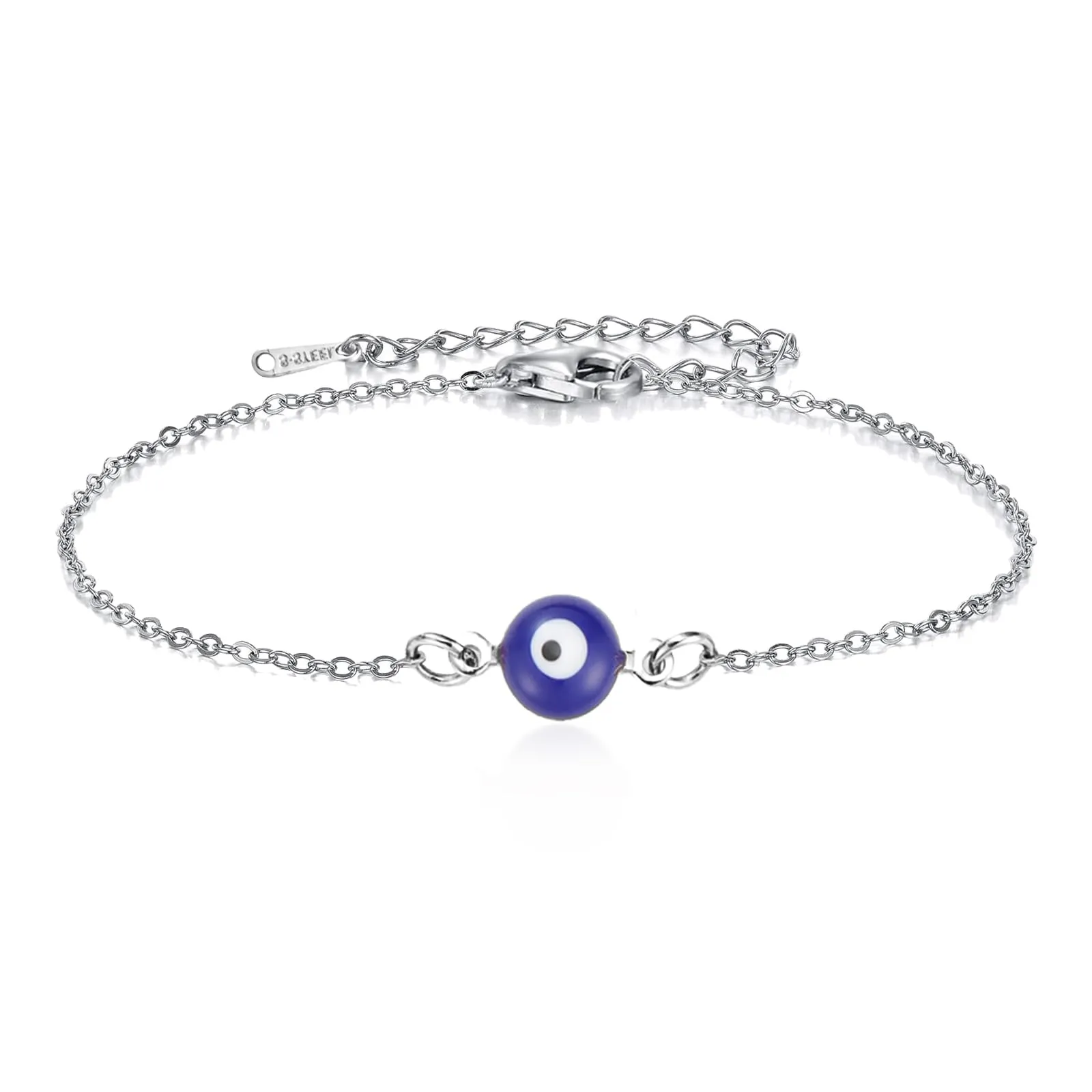 VASSAGO Delicato Braccialetto Malocchio Per Le Donne In Acciaio Inox Regolabile Occhio Turco Braccialetti Portafortuna Amuleto Gioielli Regalo (Argento 1) - immagine 1