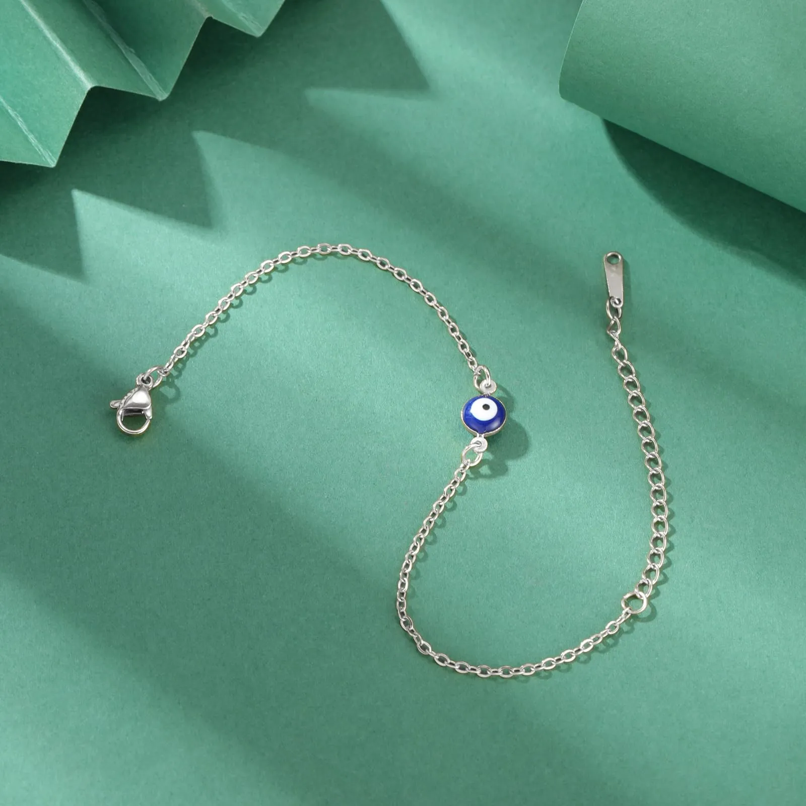 VASSAGO Delicato Braccialetto Malocchio Per Le Donne In Acciaio Inox Regolabile Occhio Turco Braccialetti Portafortuna Amuleto Gioielli Regalo (Argento 1) - immagine 5