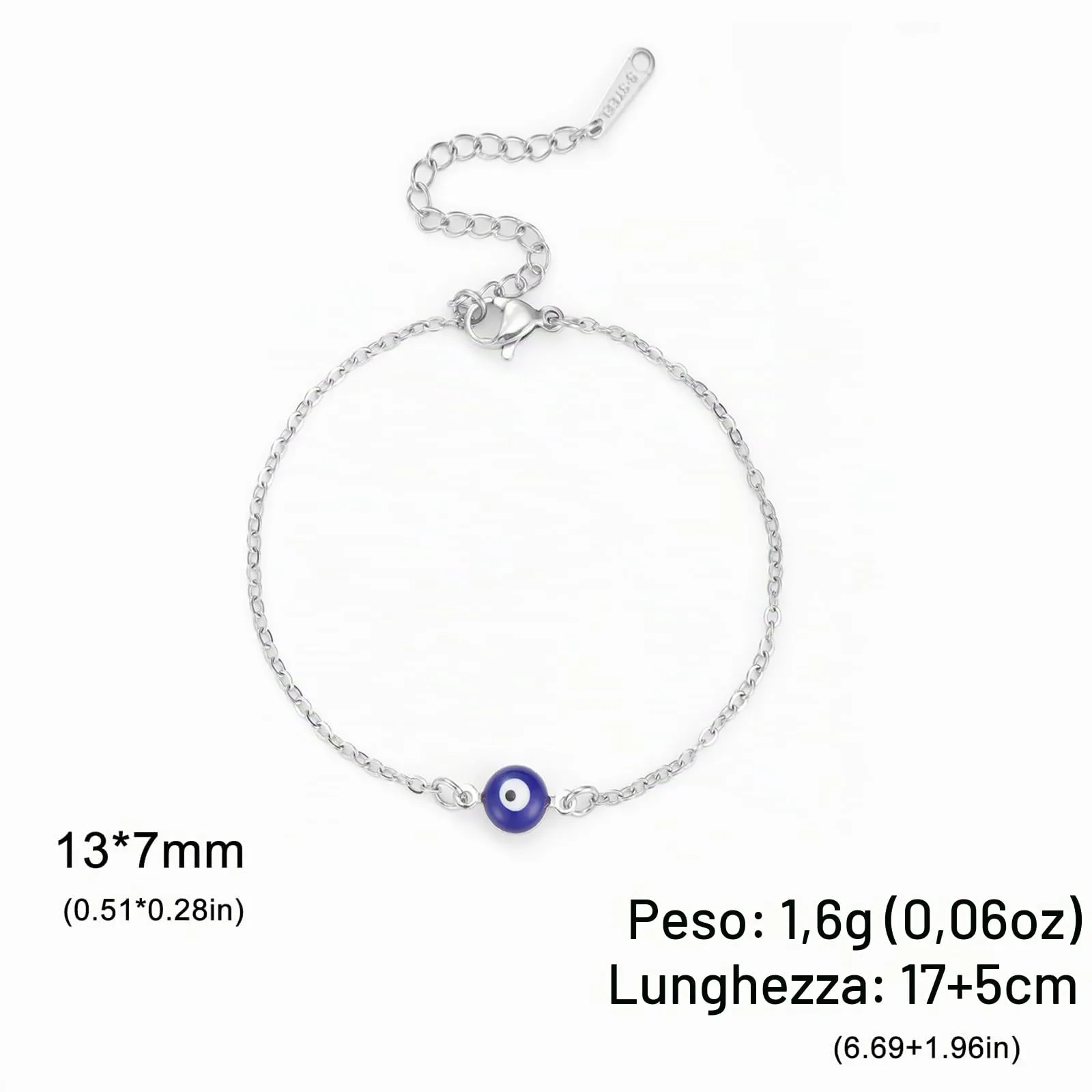 VASSAGO Delicato Braccialetto Malocchio Per Le Donne In Acciaio Inox Regolabile Occhio Turco Braccialetti Portafortuna Amuleto Gioielli Regalo (Argento 1) - immagine 6