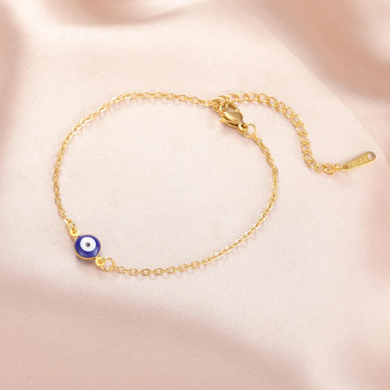 VASSAGO Delicato Braccialetto Malocchio Per Le Donne In Acciaio Inox Regolabile Occhio Turco Braccialetti Portafortuna Amuleto Gioielli Regalo (Oro 1) - immagine 3