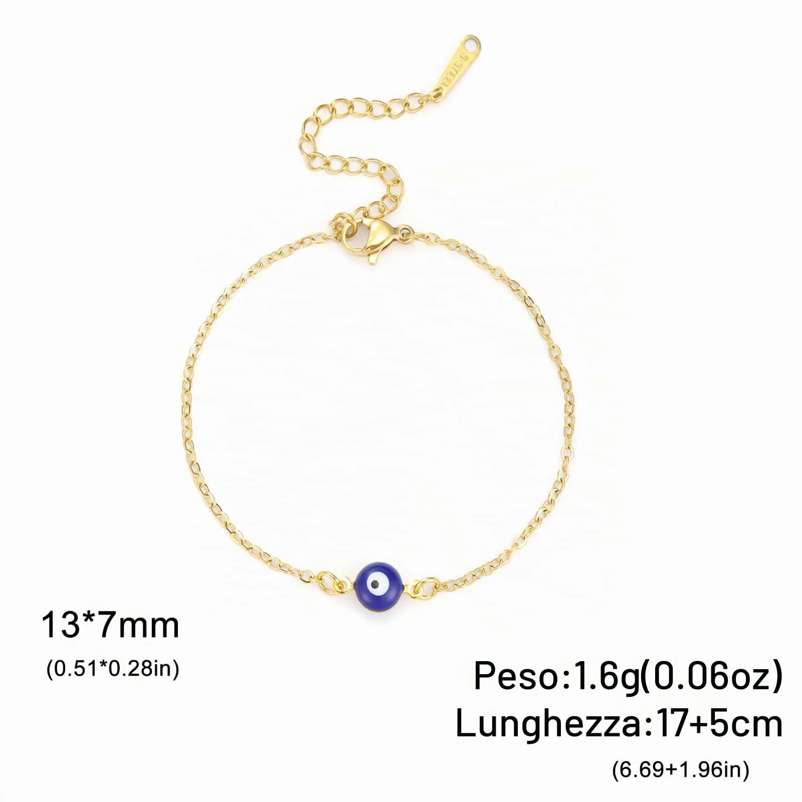 VASSAGO Delicato Braccialetto Malocchio Per Le Donne In Acciaio Inox Regolabile Occhio Turco Braccialetti Portafortuna Amuleto Gioielli Regalo (Oro 1) - immagine 6