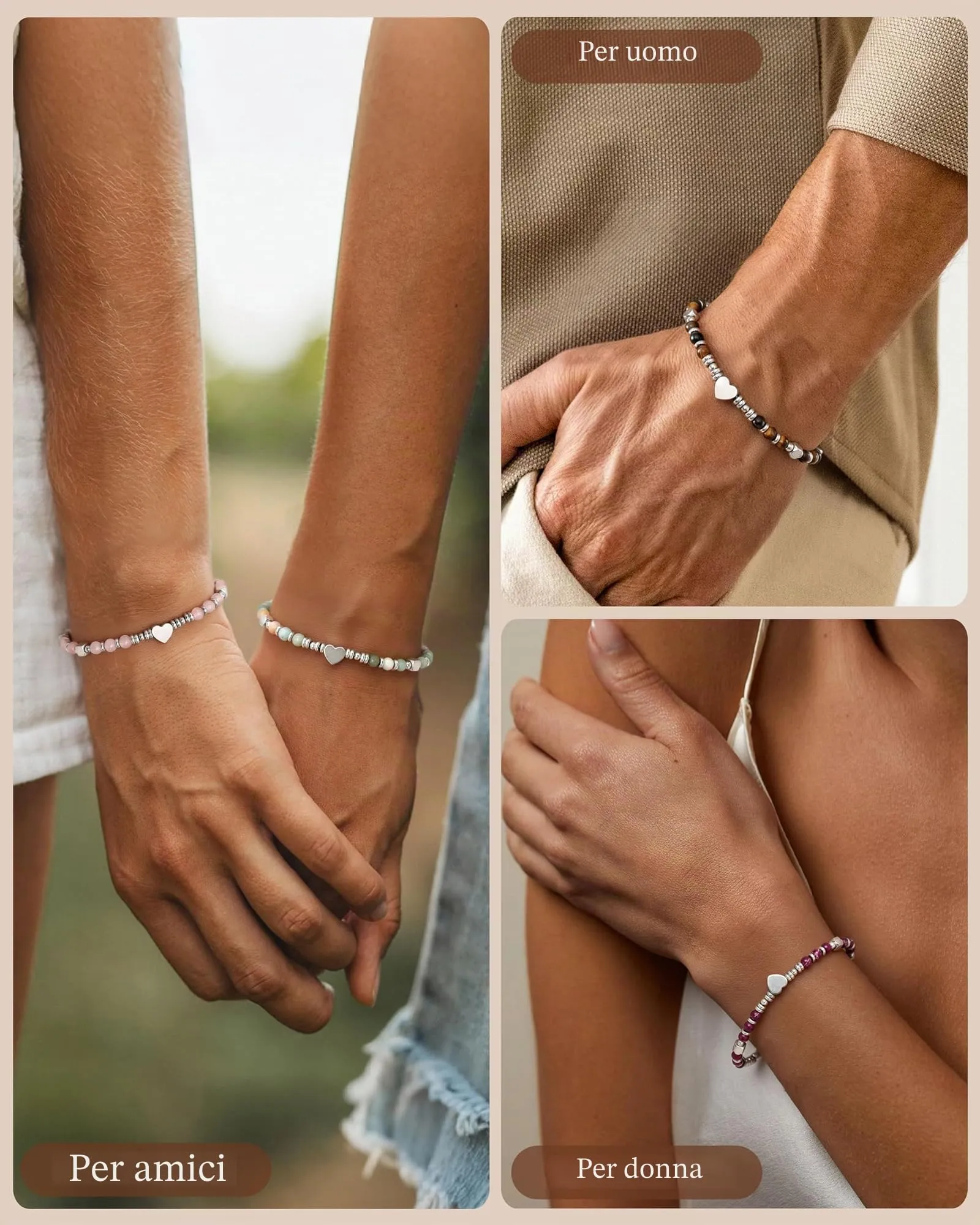 CASSIECA Bracciale Donna Braccialetti da Donna con Perline Ciondolo Cuore - immagine 4